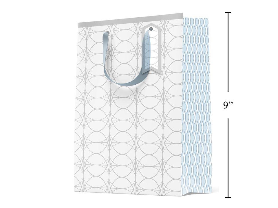 Paper T., Medium DLX Gift Bag, Silver Links, Matte/HS, 210GSM,