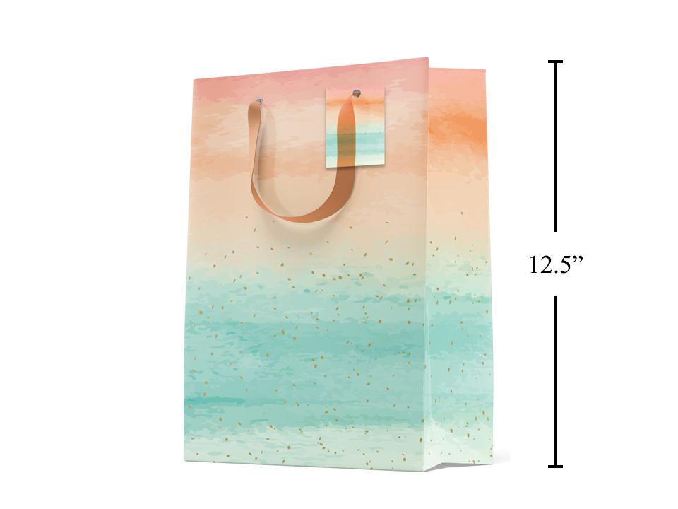 Paper T., Large Gift Bag, Green Watercolor, Matte/HS, 157GSM,