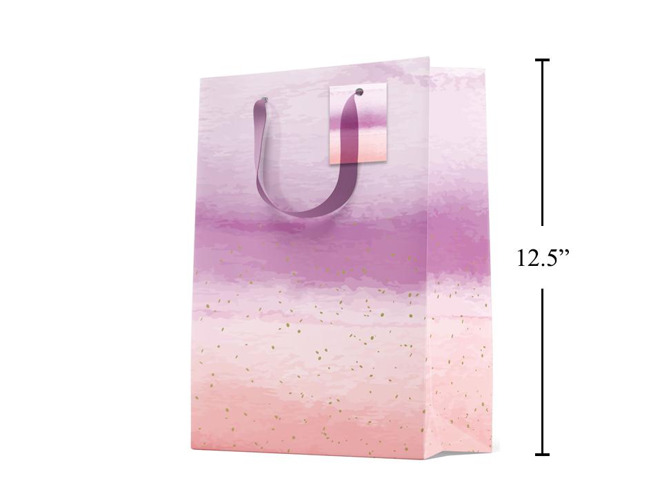 Paper T., Large Gift Bag, Pink Watercolor, Matte/HS, 157GSM,