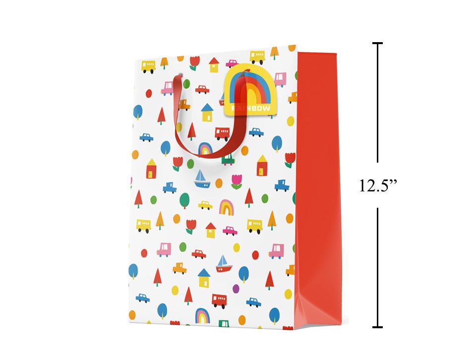 Paper T., Large Gift Bag, Happy Rainbow, Matte/HS,