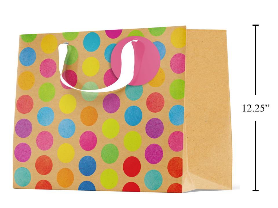Paper T., Jumbo Gift Bag, Horiz. Dots, Matte/HS,