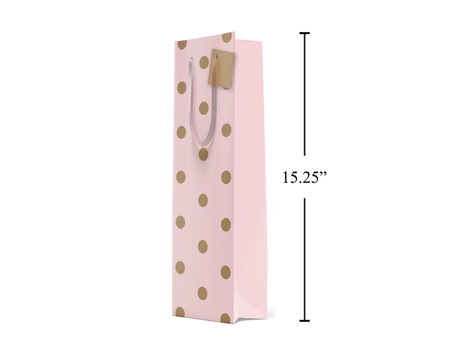Paper T., Bottle Gift Bag, Rose Gold Dots, Matte/HS,