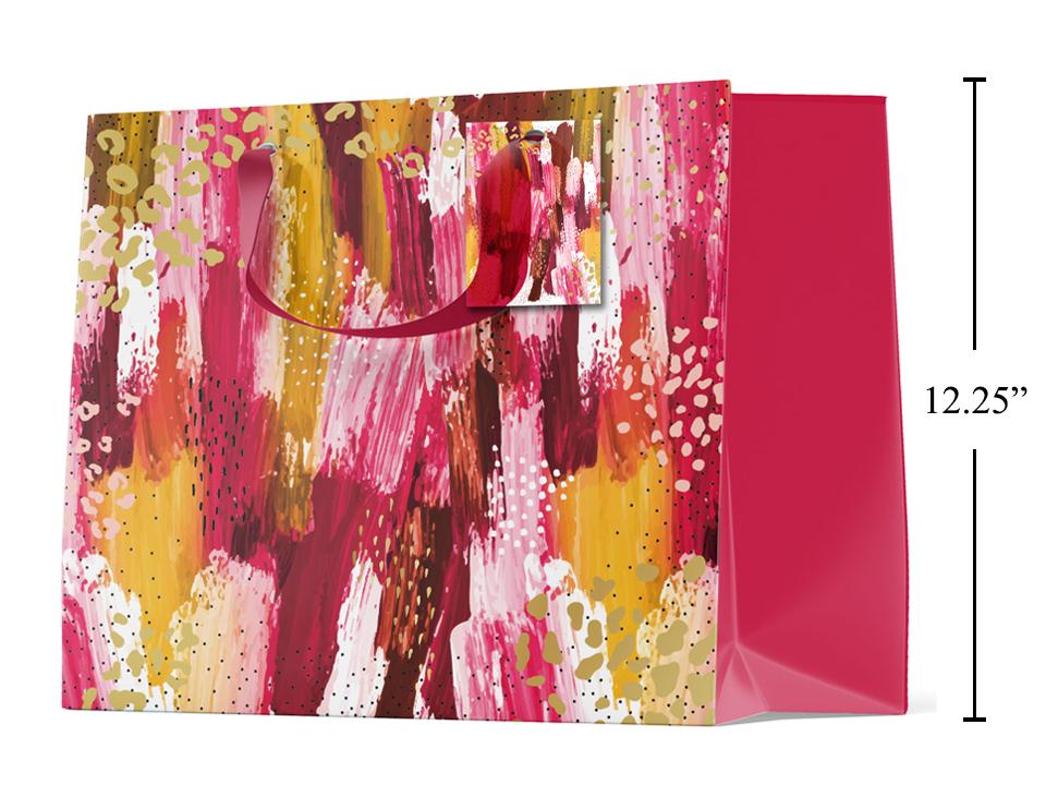 Paper T., Jumbo Gift Bag, Horiz. Painterly Pink, Matte/HS,