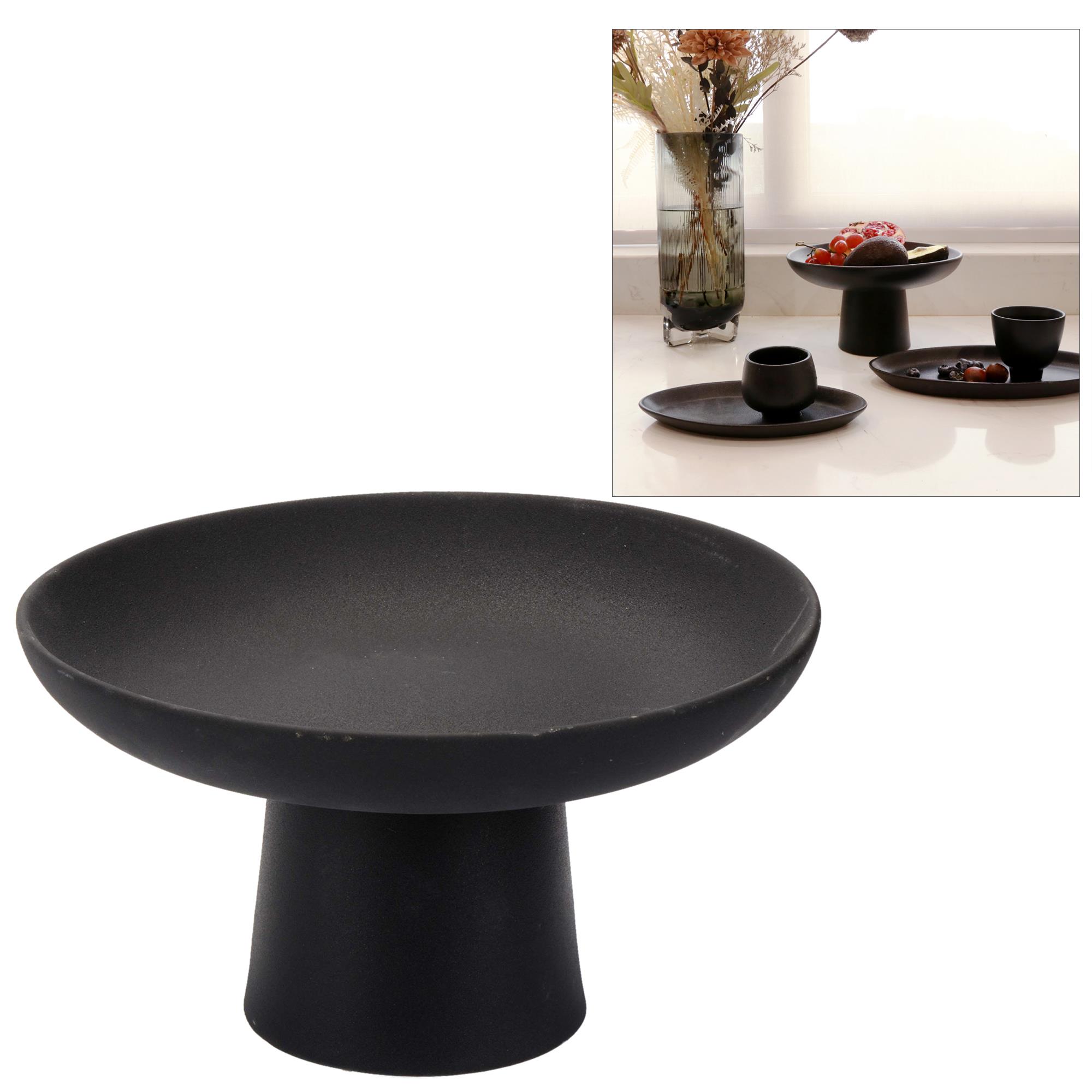 Matte Black Pedestal Bowl, 9"D x 5"H, Food Safe