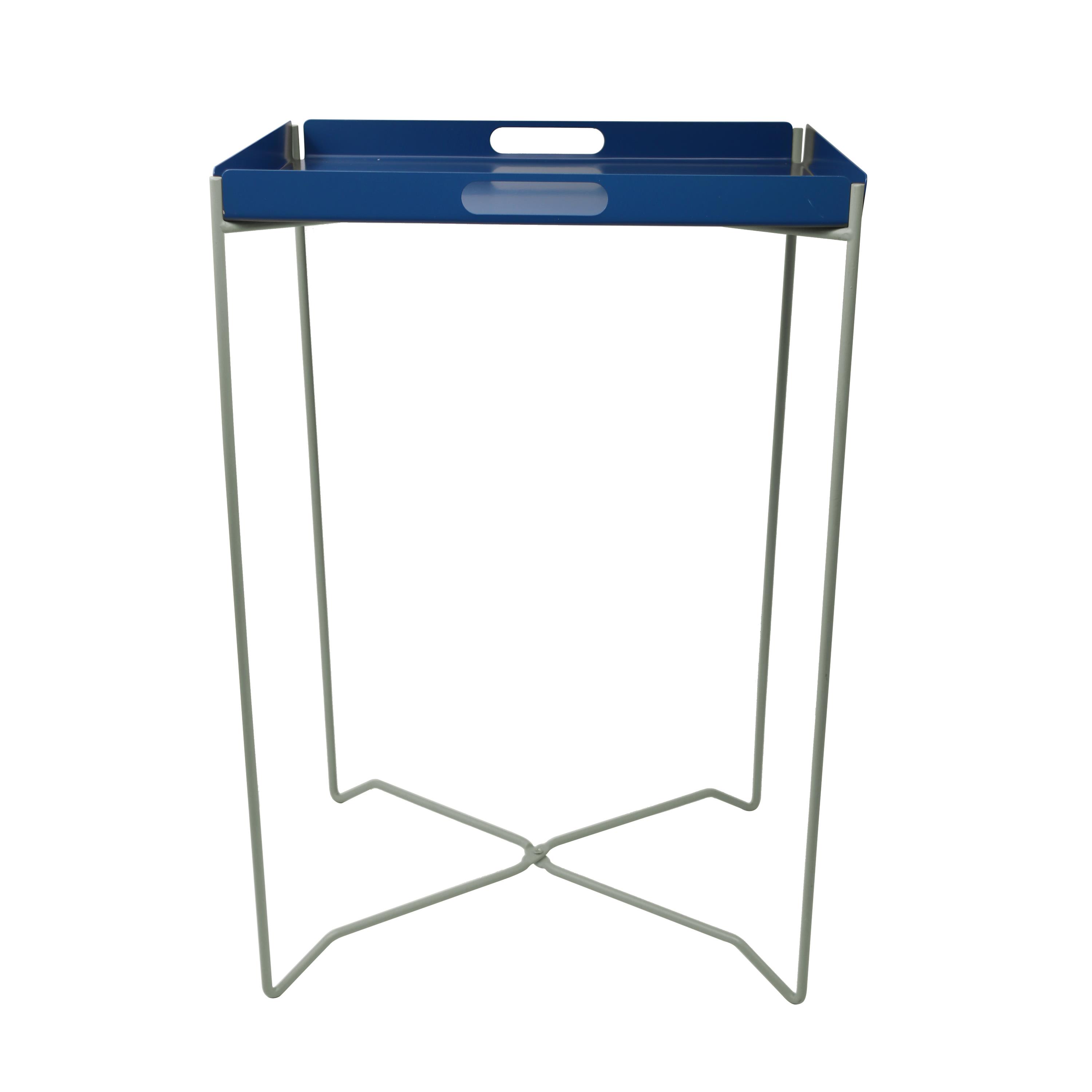 Metal Tray Side Table, 15.75"x11.8"x23.6", Navy/Seafoam