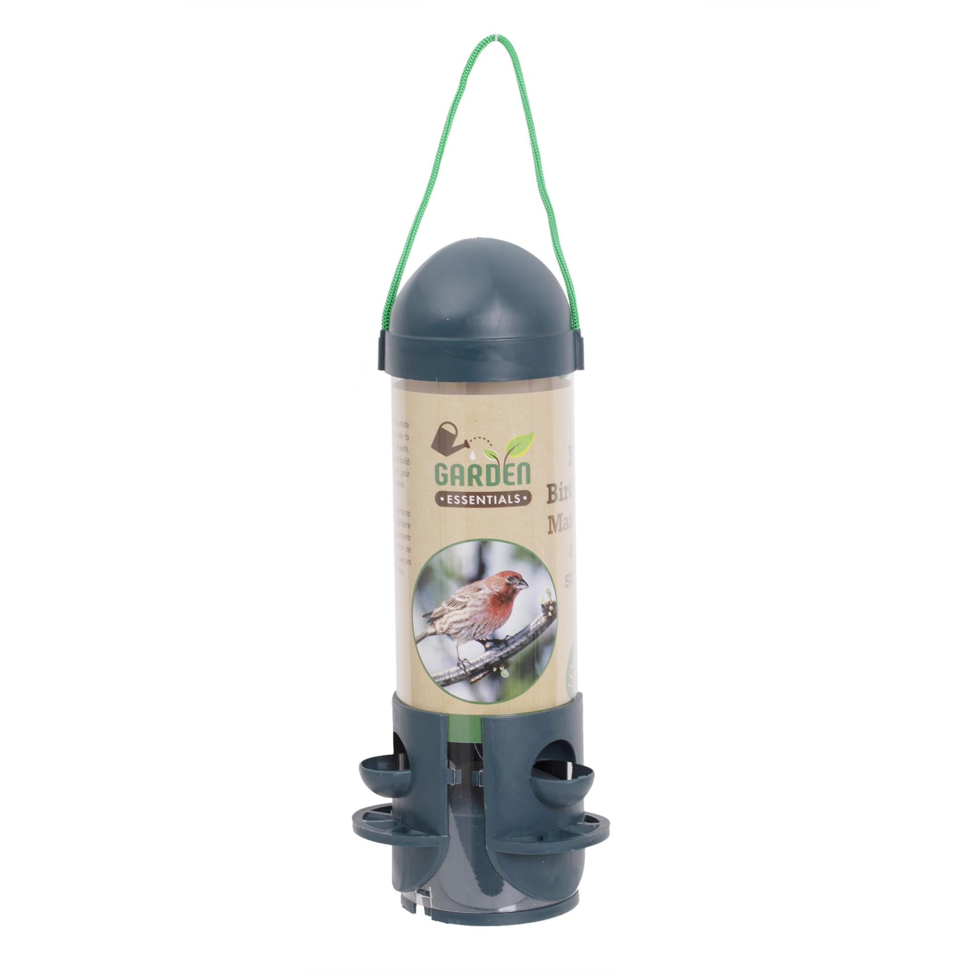 Garden E. 12" Bird Feeder w/Rope Handle, 4"Dia.x12"H; insert; Green