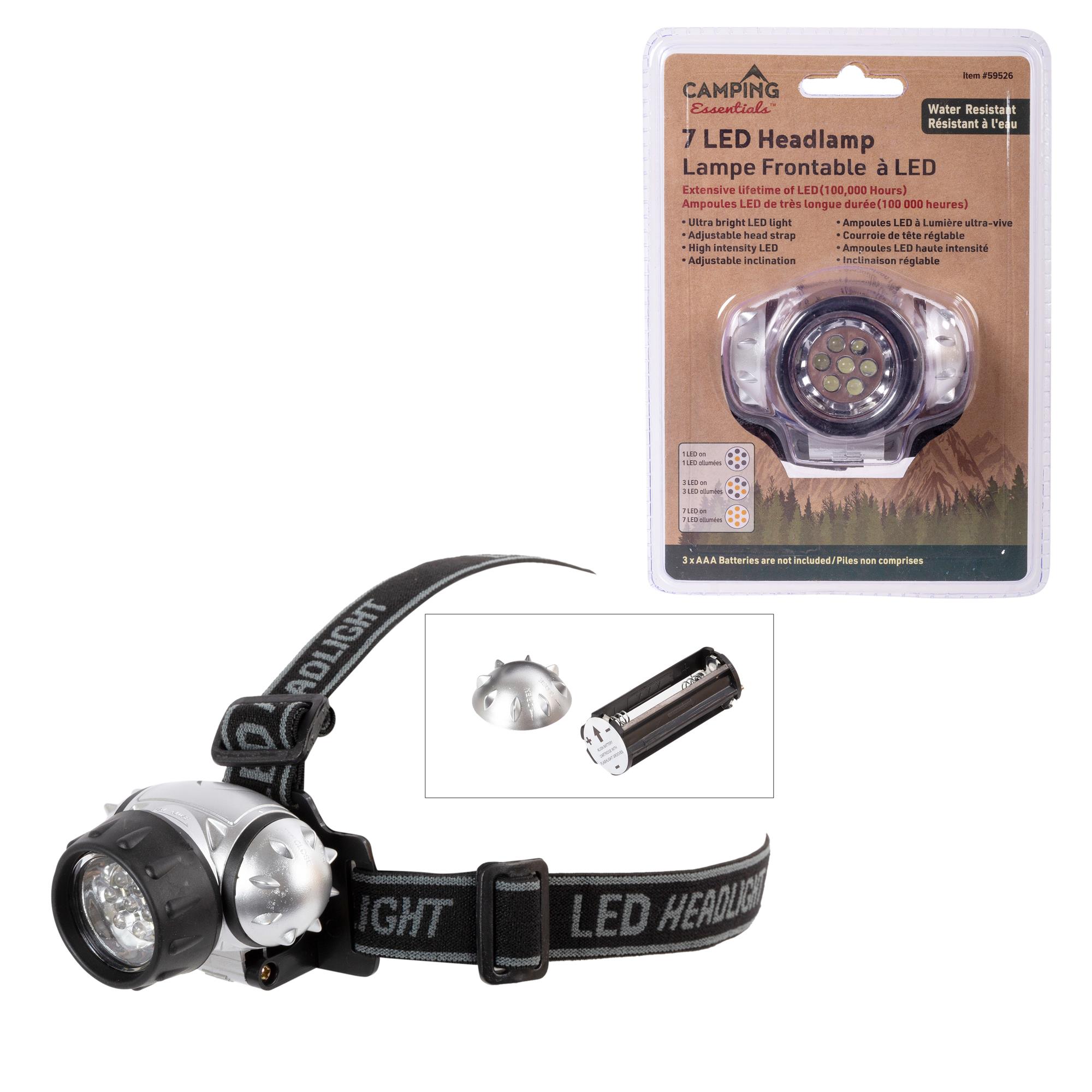 Camping 7 LED Headlamp, Water Resistant; clam shell