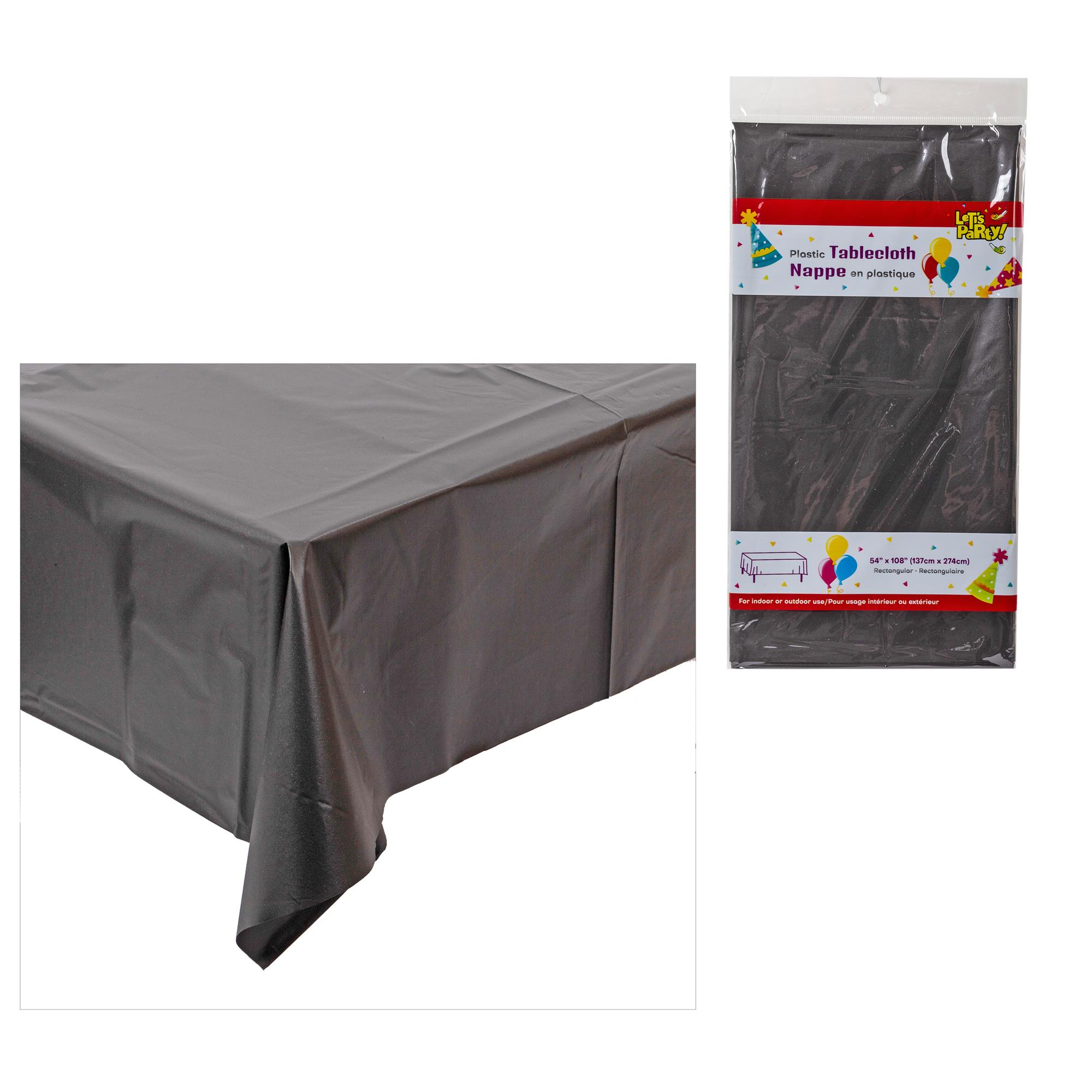 54" x 108" Plastic Tablecloth Black, pbh