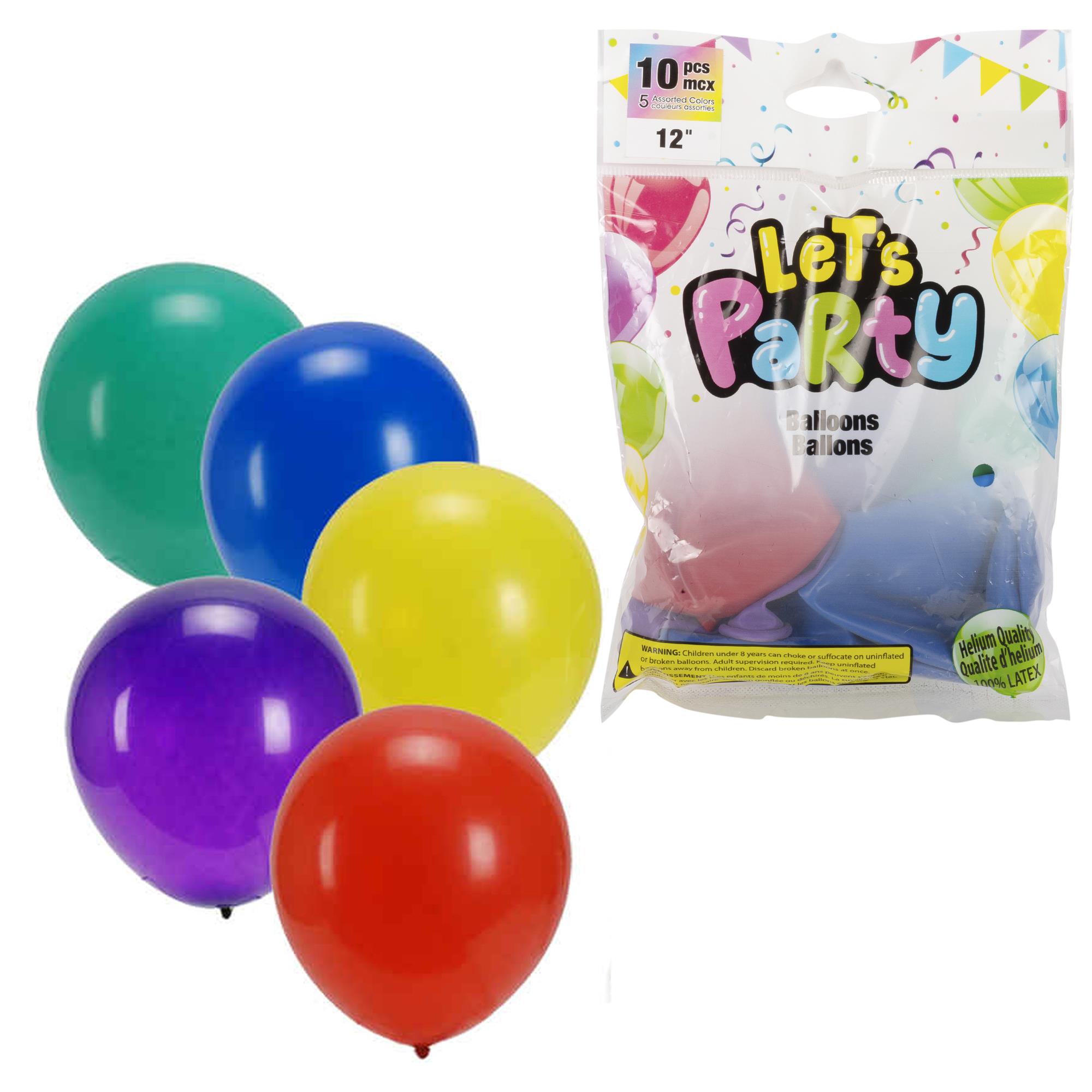 Let's Party10pcs 12"Helium Quality Balloon Asst.col.,print bag (CS)