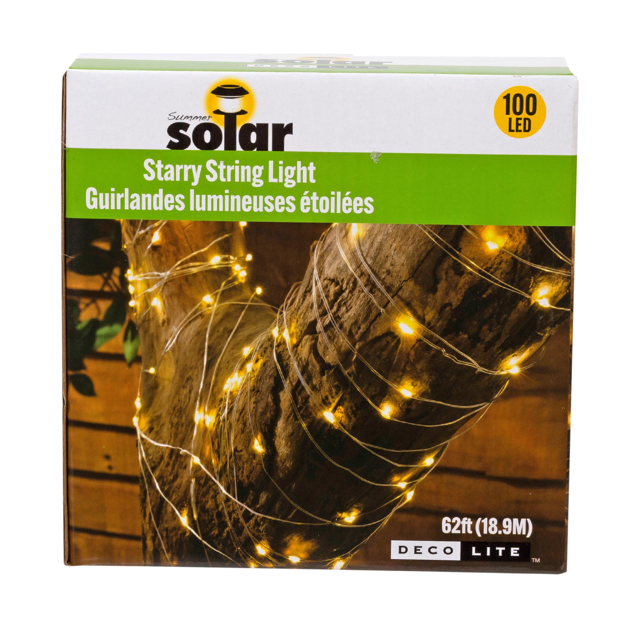 Solar 100 LED Copper Wire String Lights, Warm LED 3.9"/Total 62.3'