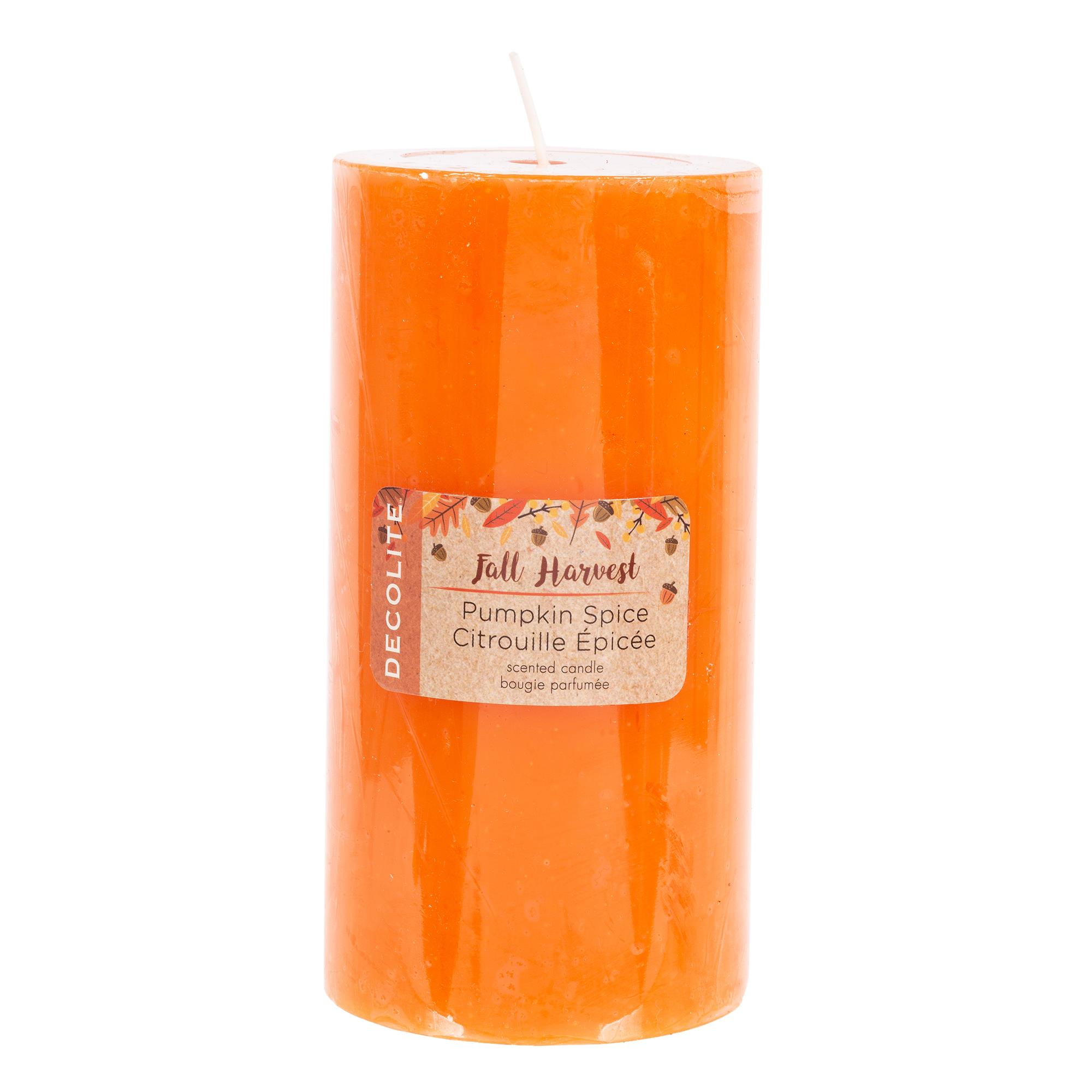 Harvest 3"x6" Pillar Candle Pumpkin Spice Scent, col. label