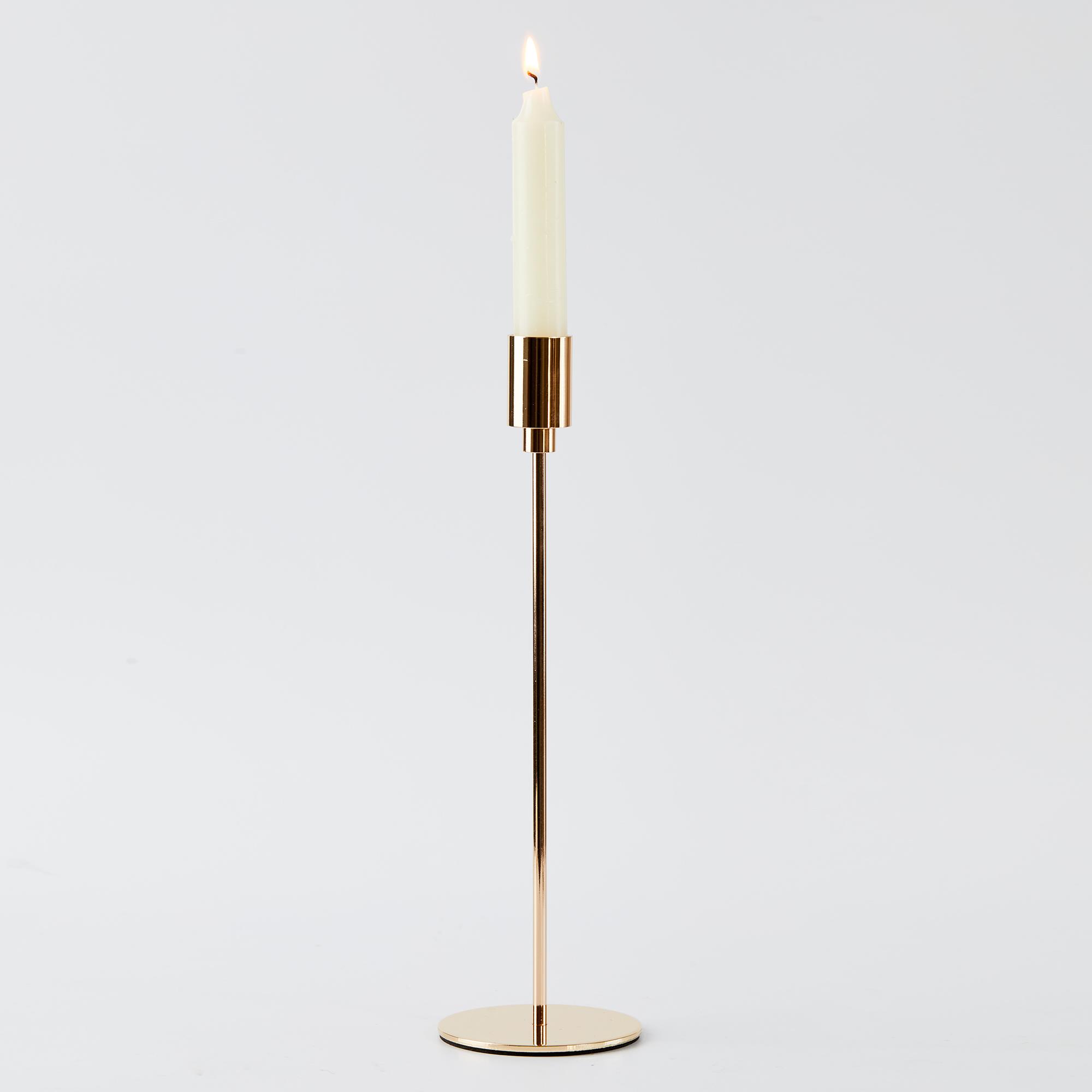 Metal Single Taper Candle Holder, Gold, 11"H
