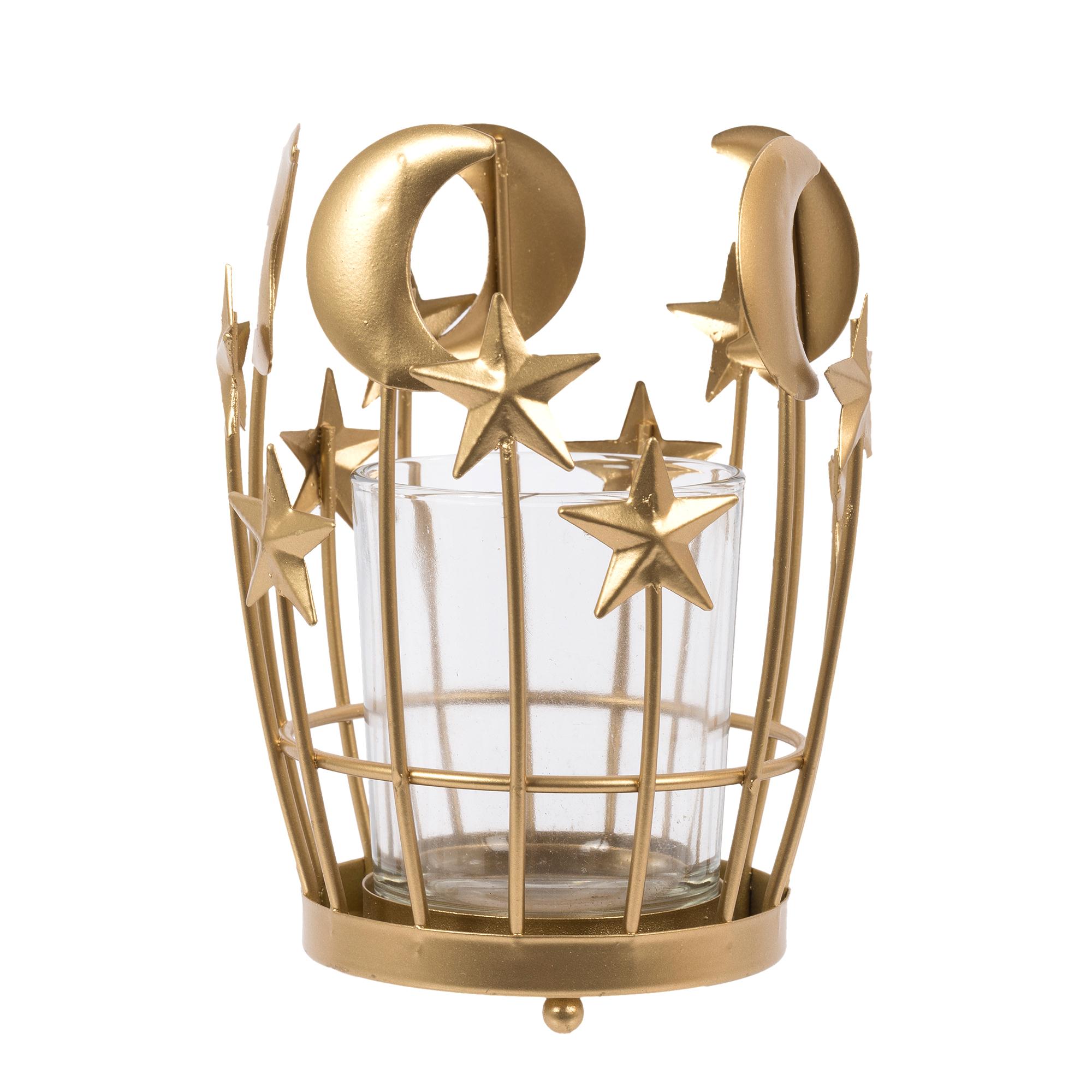 Celestial Votive Candle Holder, 3.5"D x 5"H