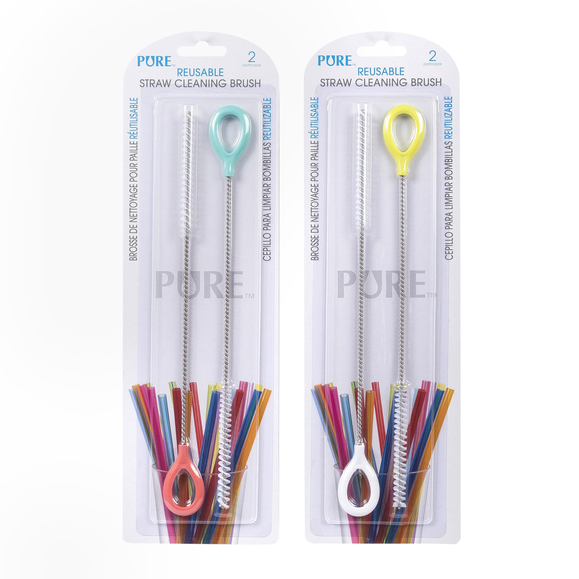 PURE 2pc Reusable Straw Cleaning Brush, 2 col., b/c (CS)