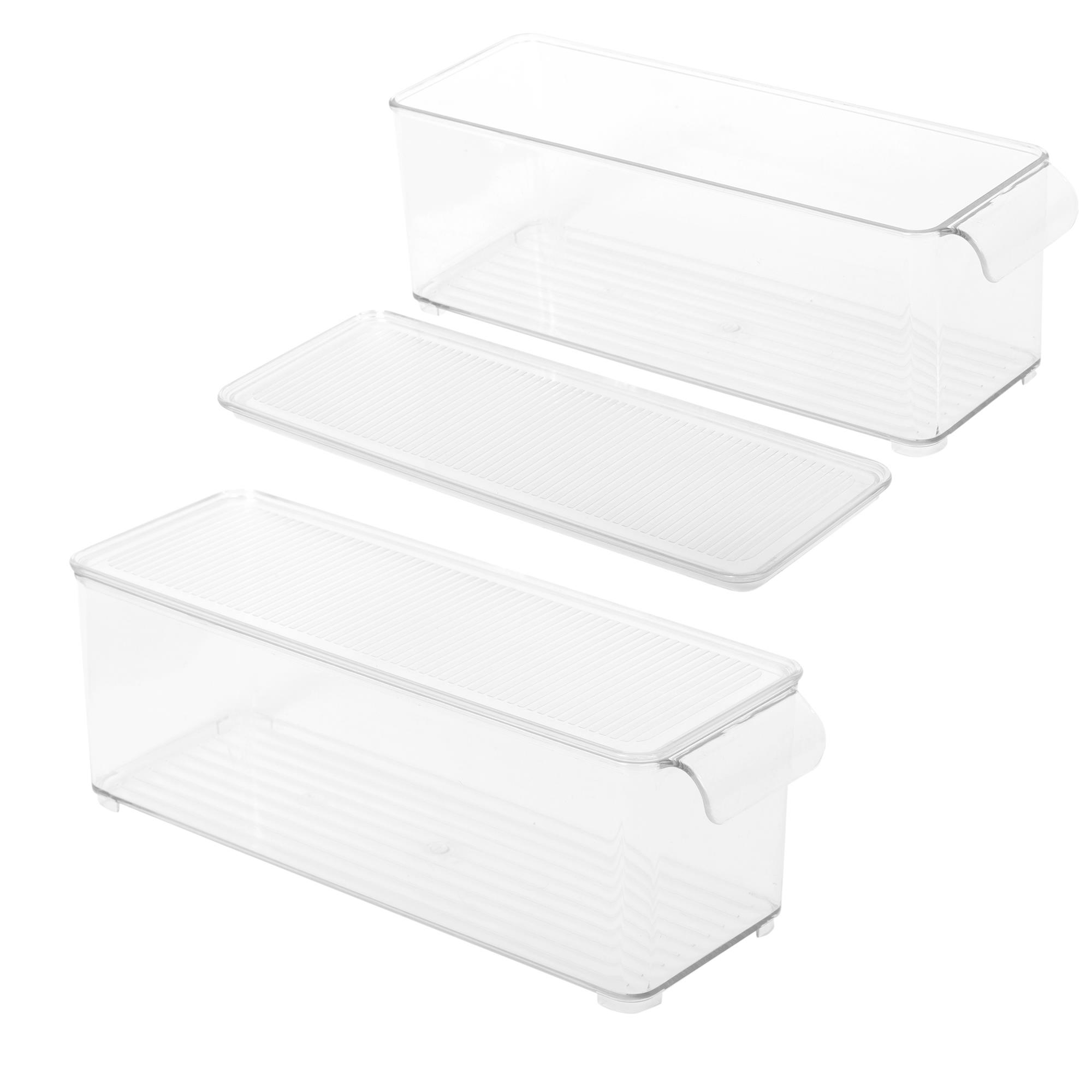 L.Gourmet 30x10x10cm Fridge Storage Bin w/ Cover, color label