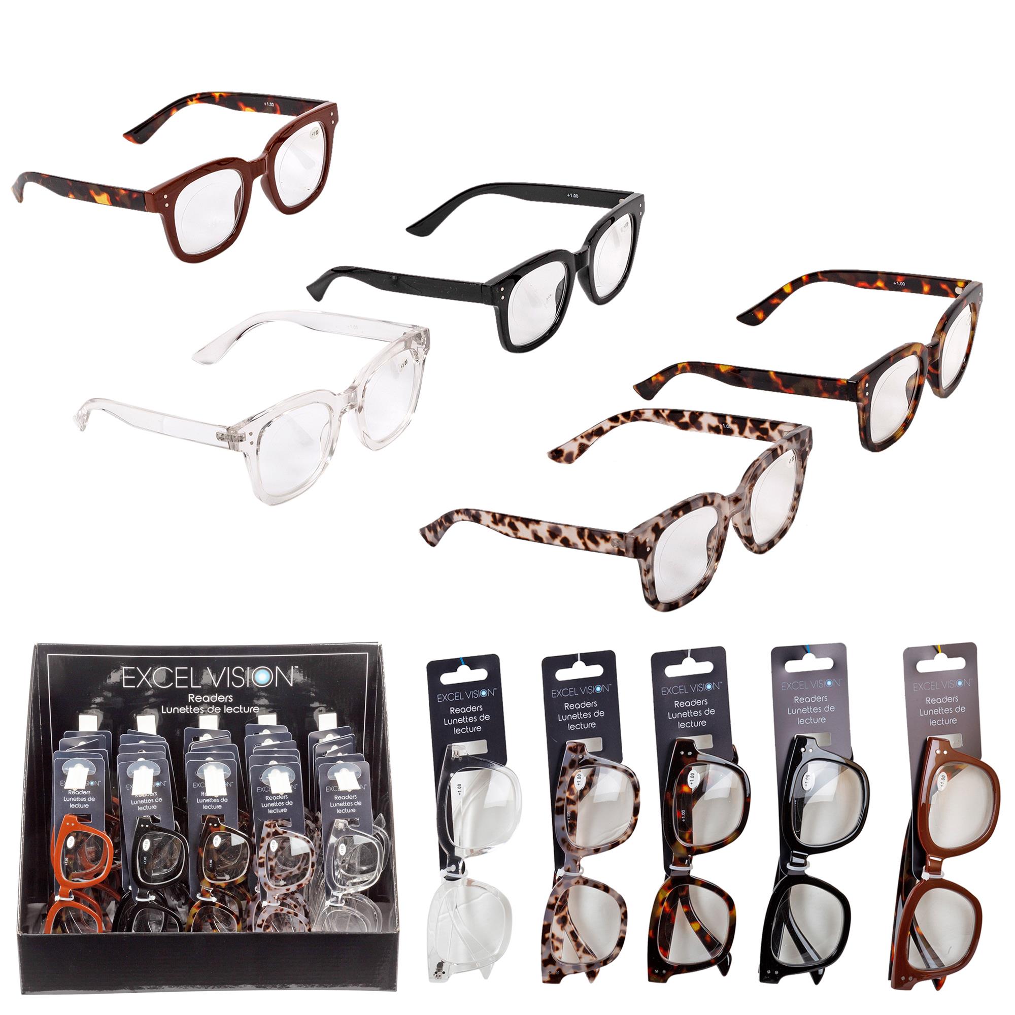 Excel Vision, Readers w Thick Frame 5 asst, header, 30/PDQ