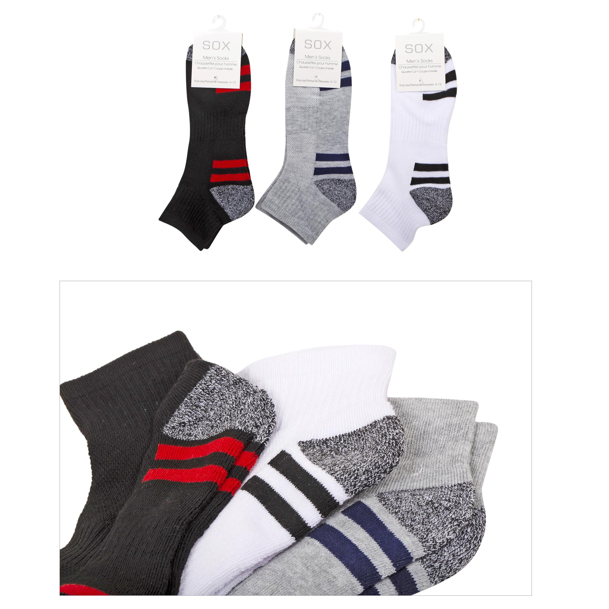 Sox, Men's Sport Socks w Marl Toe, 3 asst, poly/span, hc