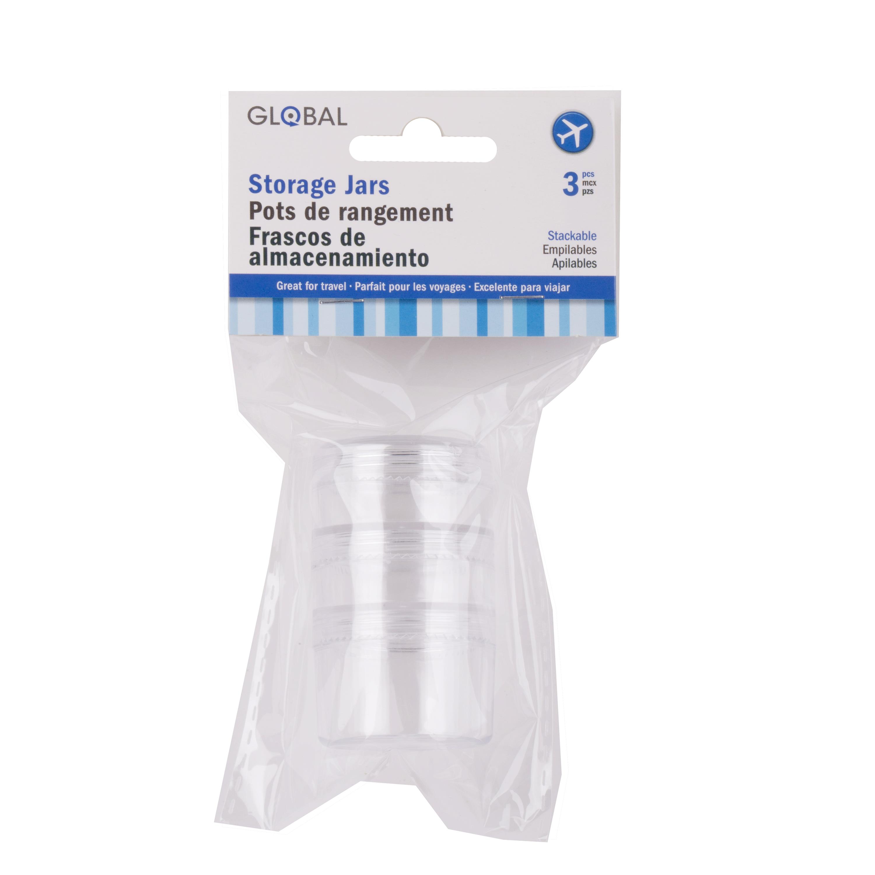 Global, 3 Stackable Storage Jars 3.5x6cm, clear, pbh