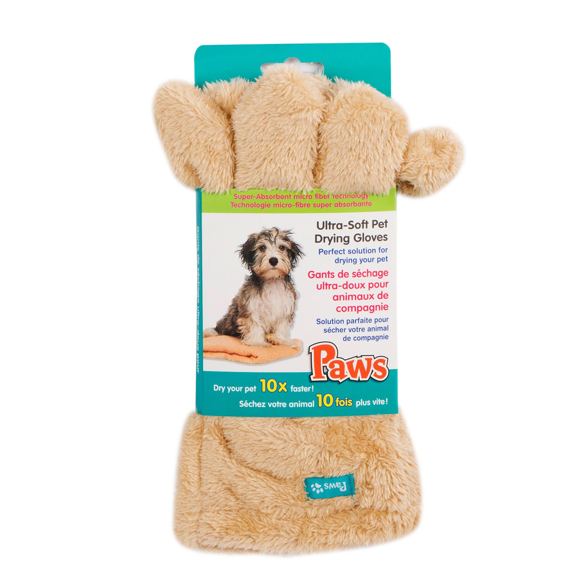 Paws pet drying gloves beige wrapcard