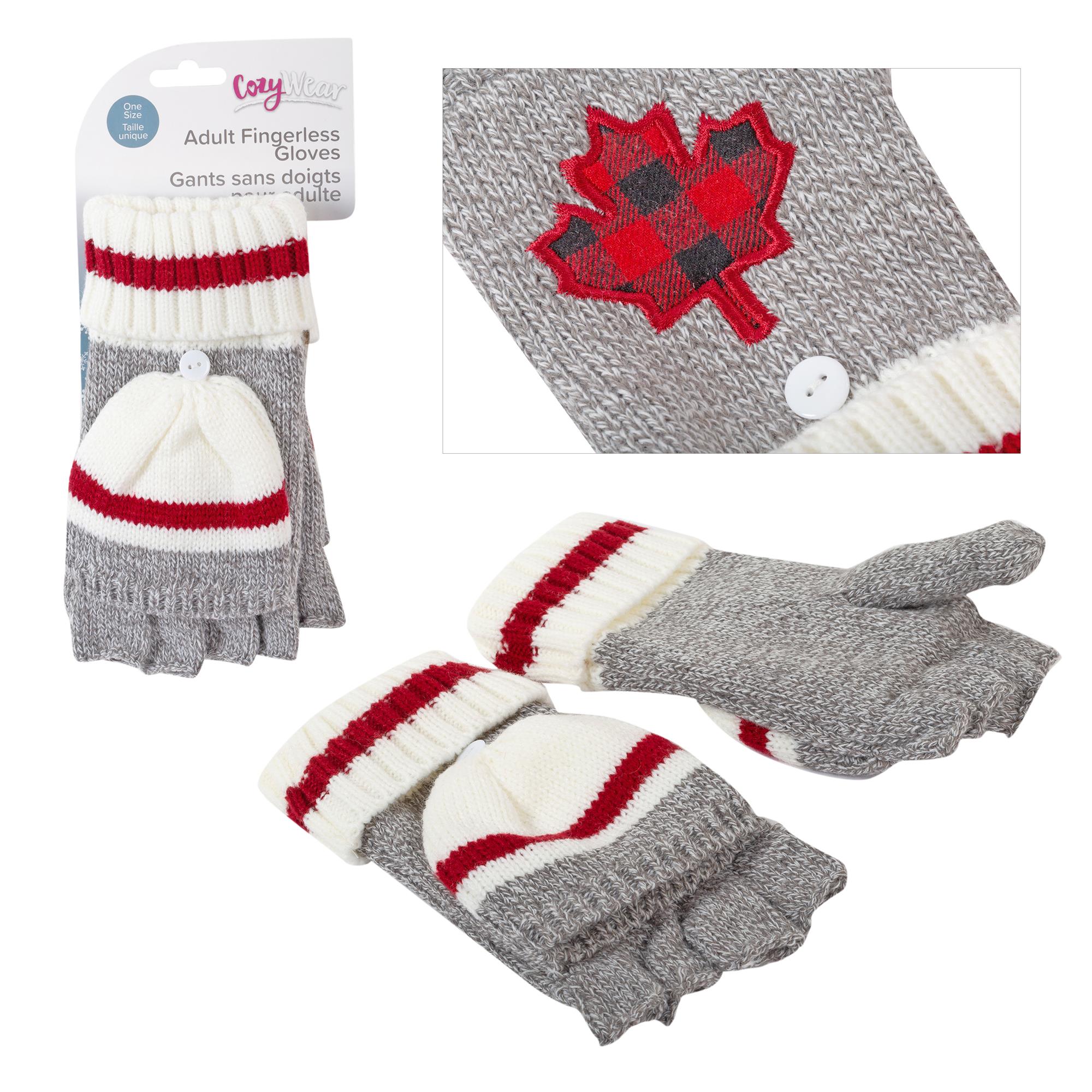 Nordic T. Canada Adult Fingerless Gloves w/Fleece Lining, header card