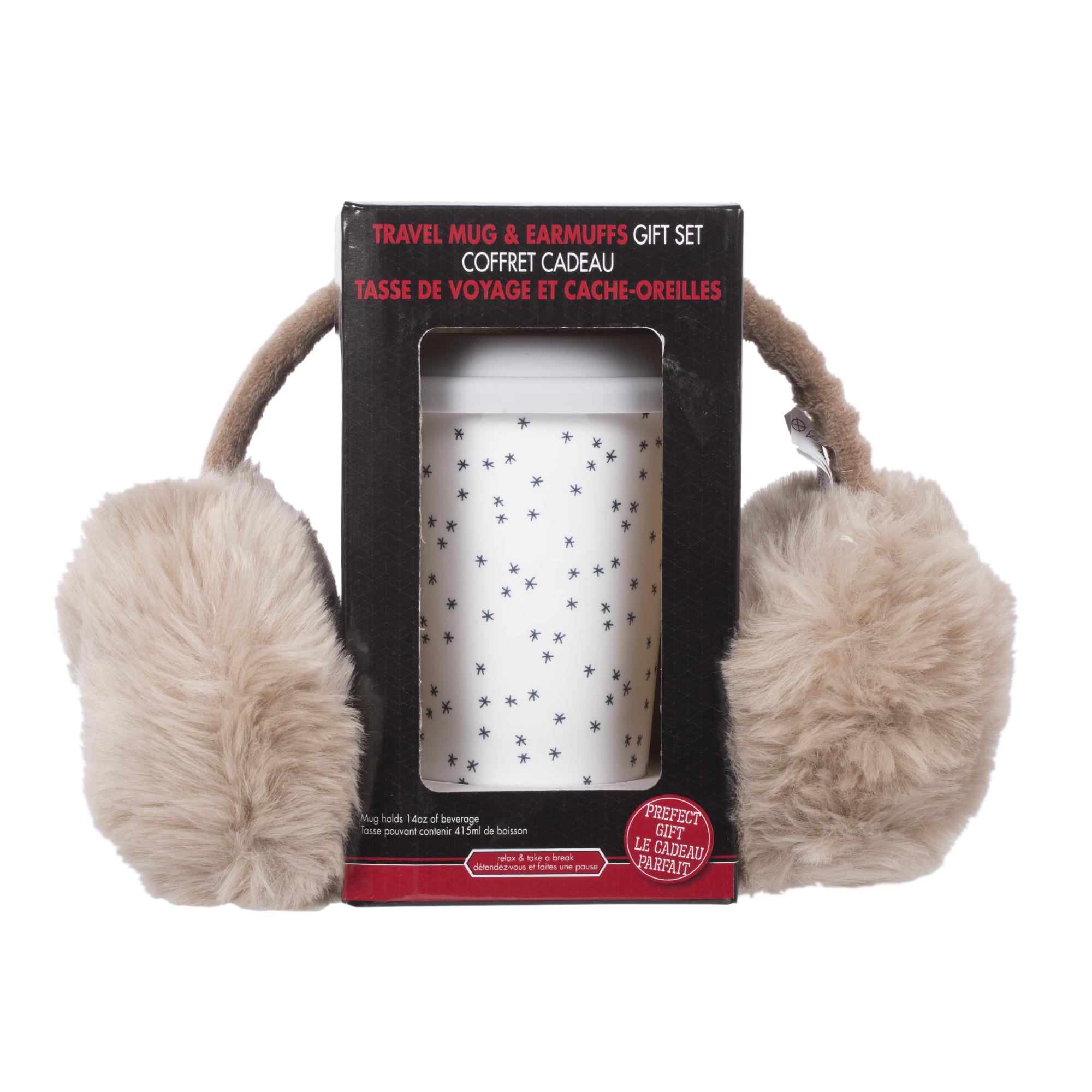 14oz. Ceramic Travel Mug & Earmuffs Gift Set, pvc box
