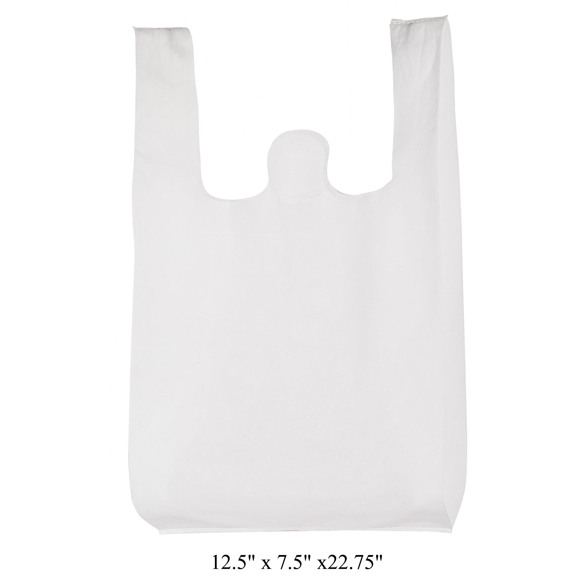 Reusable TShirt Bag, White color UPCN/A 40gsm, 12.5" x 7.5" x22.75"