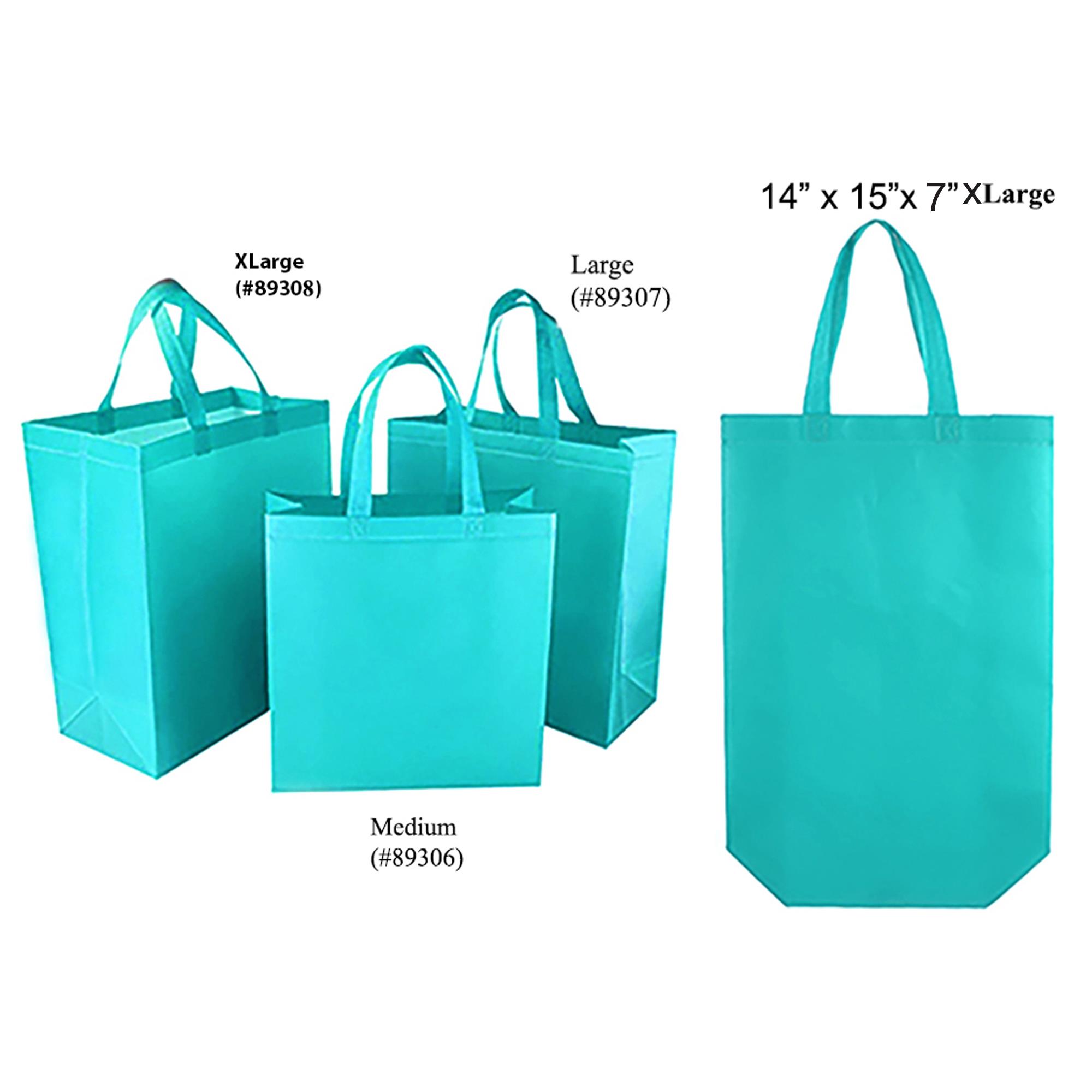 Reusable Shopping Tote Bag Teal/100gsm, XLarge 14x15.75x7"