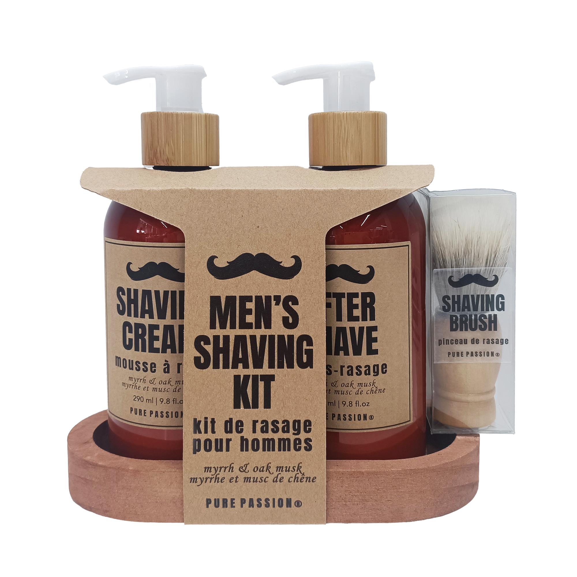PP Wooden Men's Shaving Caddy 290 ml, with Wood handle Foam brush