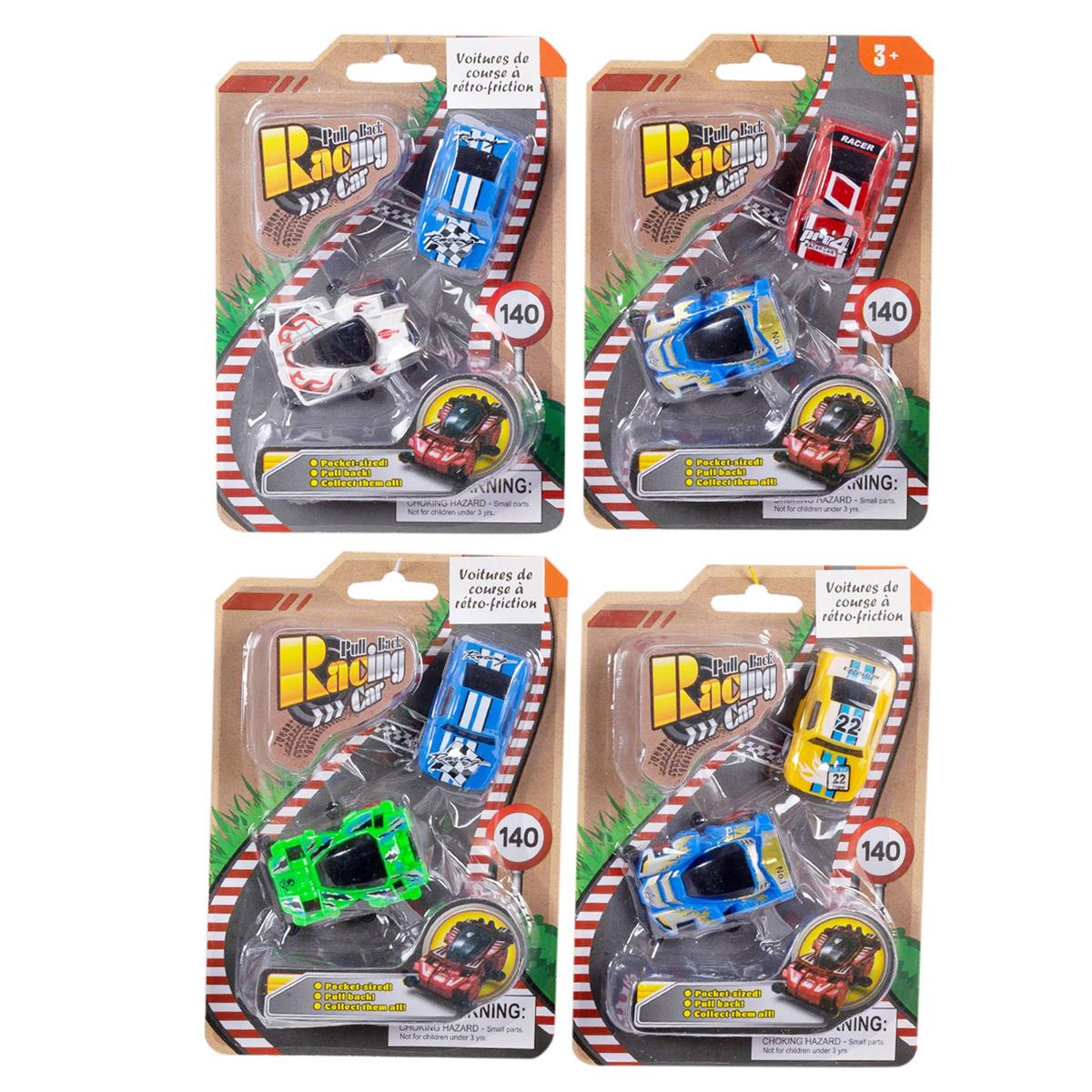 Pull back Racing Car, 4 Asst., b/c