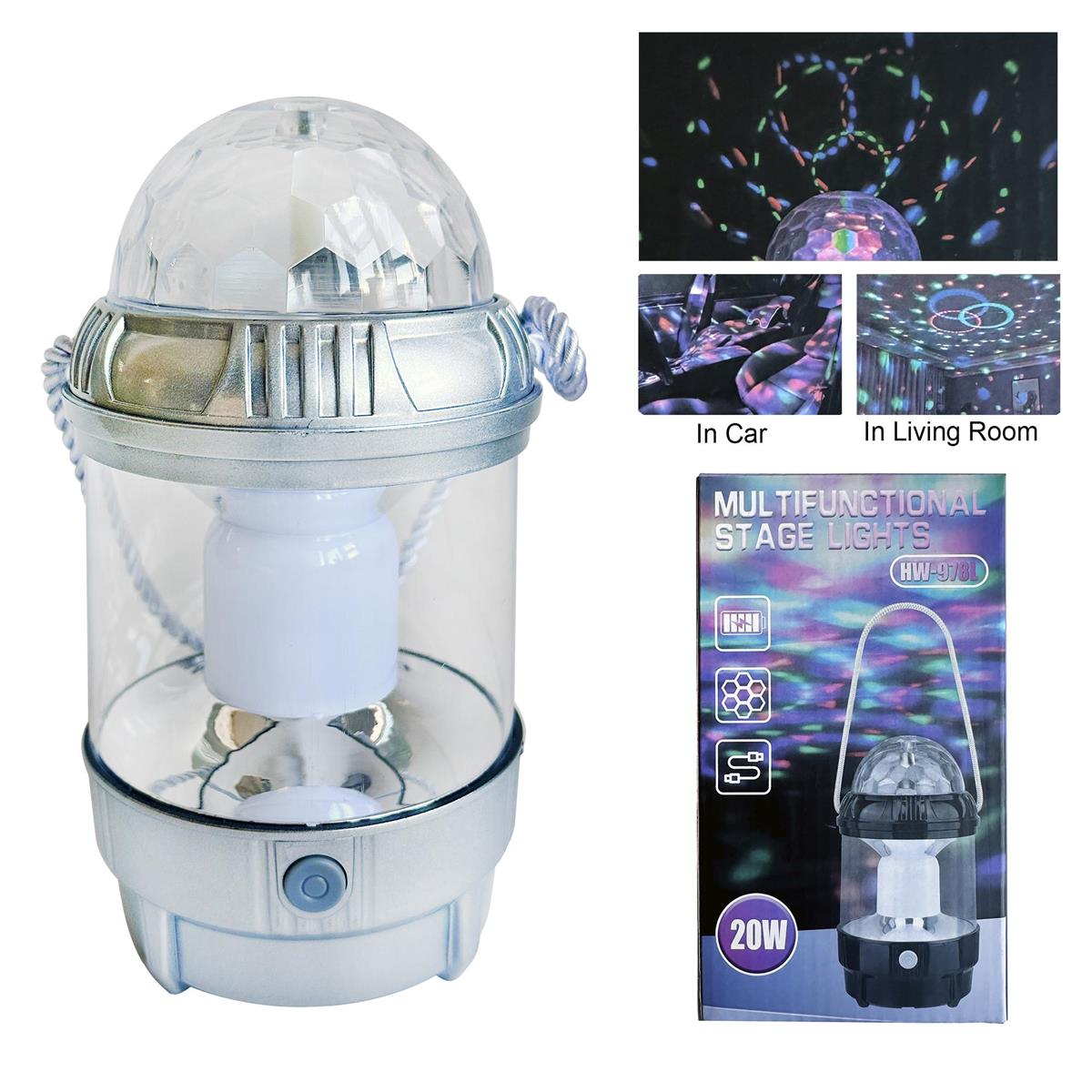 Rechargeable Lantern w/Disco Light Projector, cbx