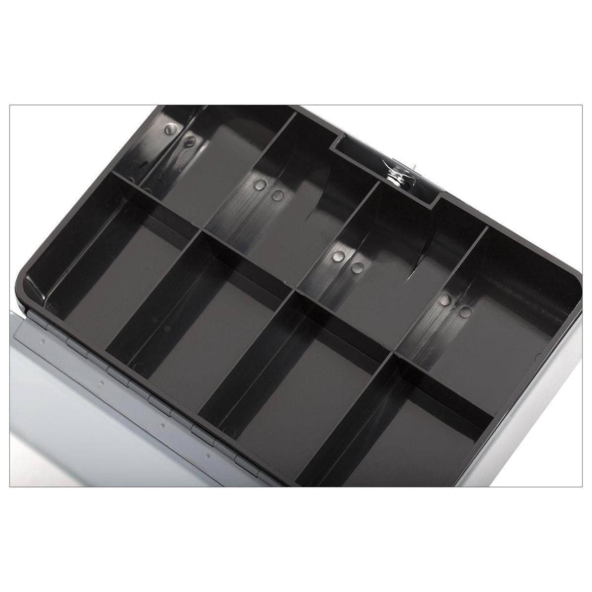 Heavy Duty Cash Box w/Lock, Grey, 9.75"Lx6.5"Wx3.25"H