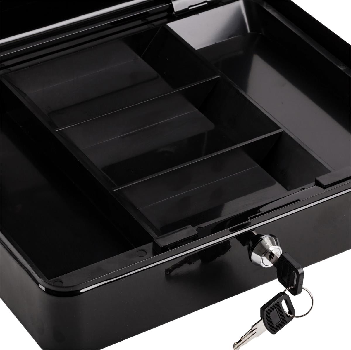 Large Heavy Duty Cash Box w/Lock, 12"Lx9.5"Wx3.5"H, Grey w/box