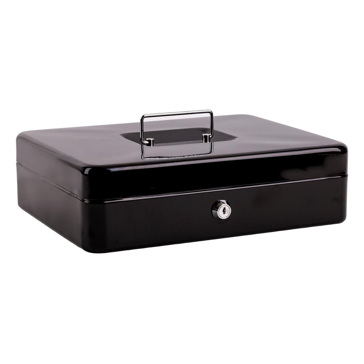 Large Heavy Duty Cash Box w/Lock, 12"Lx9.5"Wx3.5"H, Grey w/box