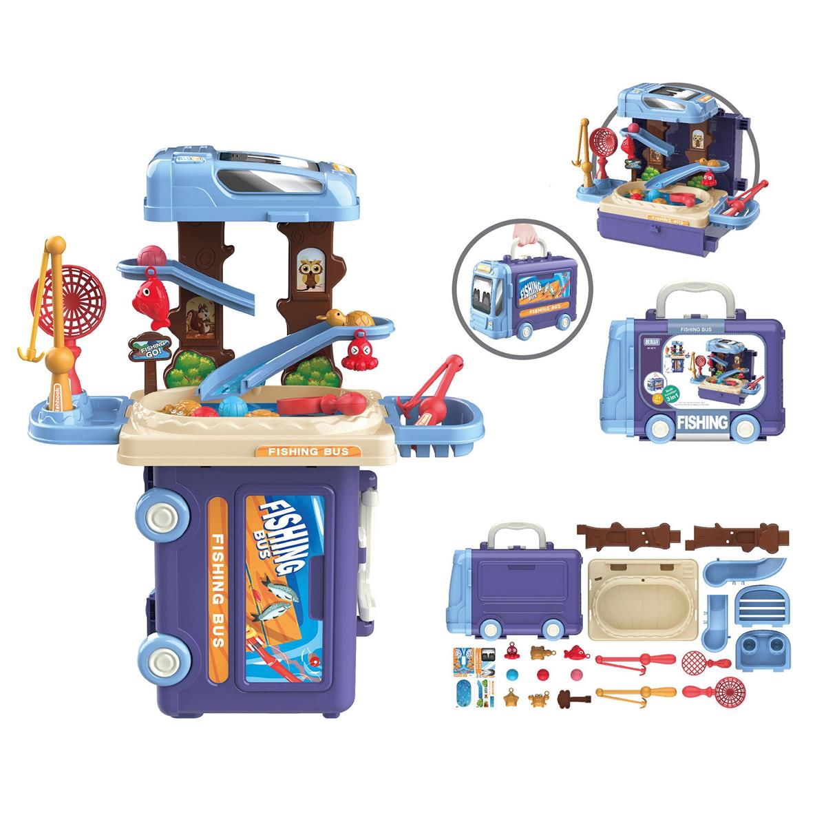 25pcs Fishing Playset in a Bus Carrying Case