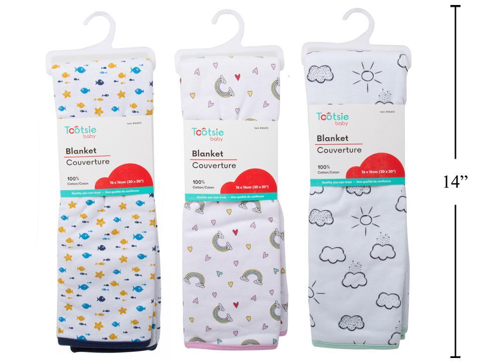Tootsie Baby, Cotton Blanket, 2Layer, 30x30", 3 asst