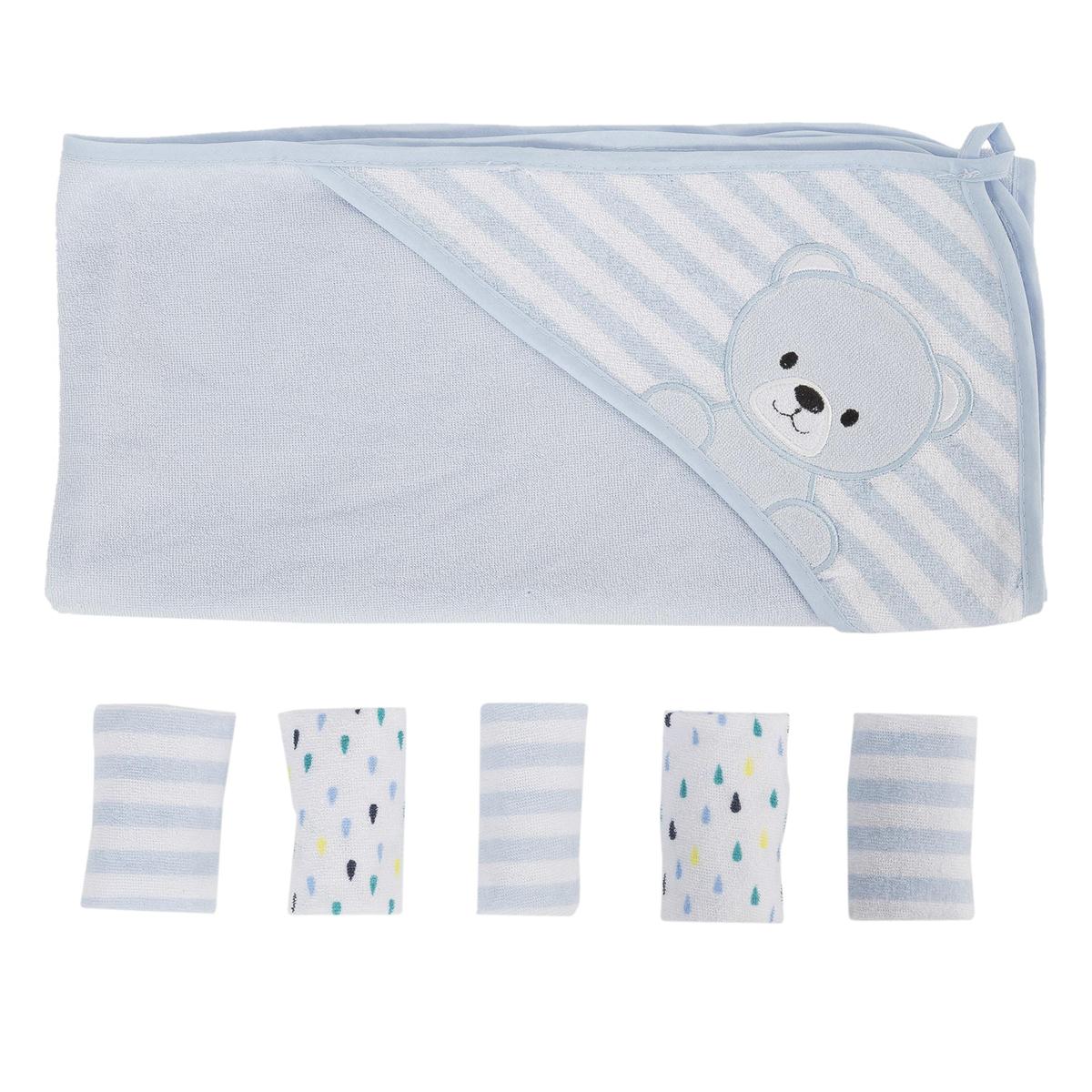 Tootsie Baby, Blue Towel/Washcloth Set, net bag, h/t,1tow/5w.c