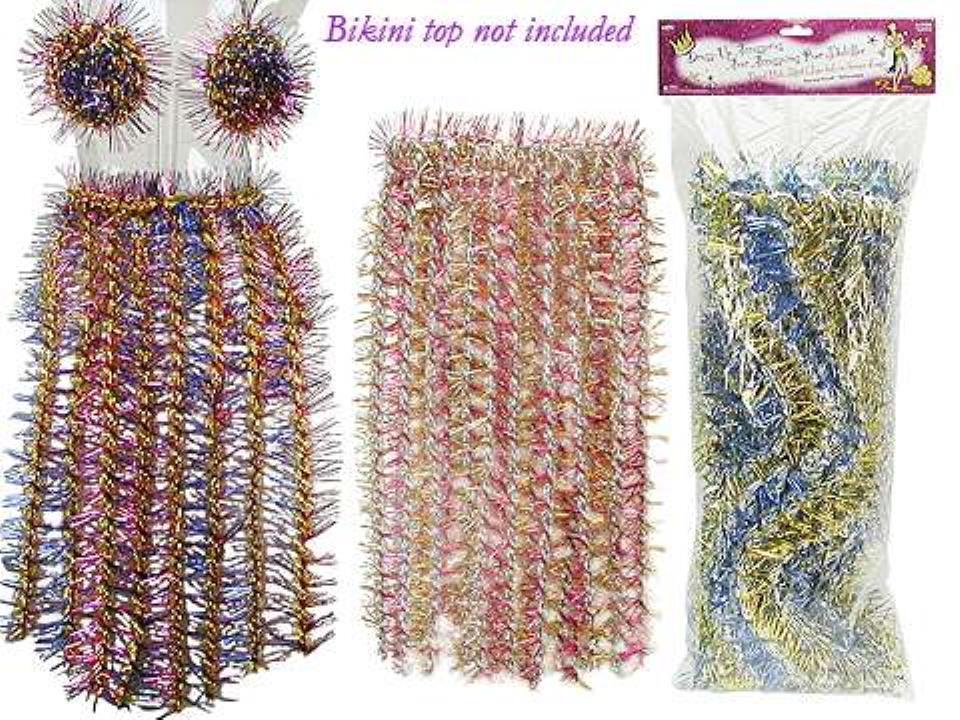 24" Multicolour Tinsel Hula Skirt, 3 styles, pbh