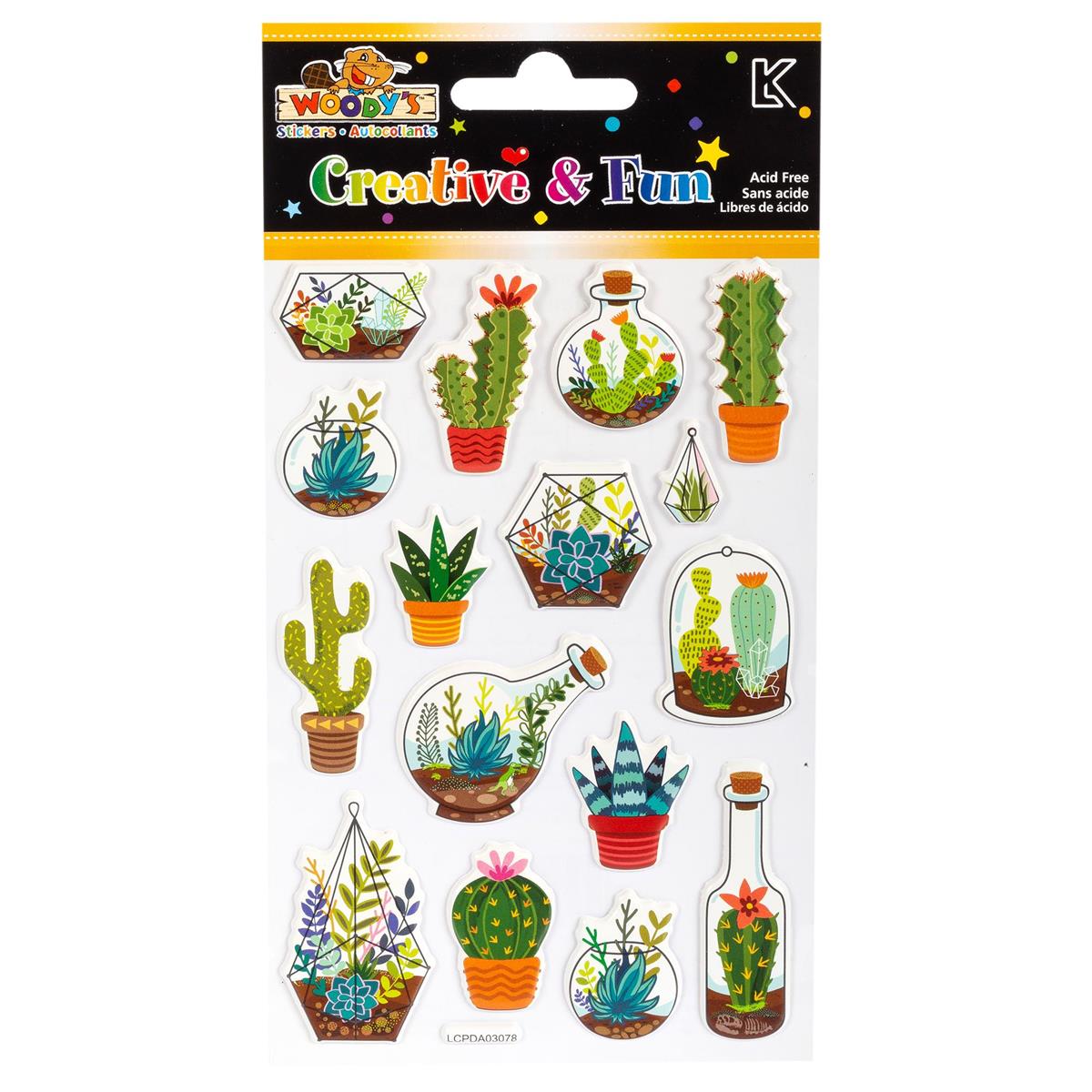 Woody's, 4" x 6" Puffy Stickers, Cactus style, pbh