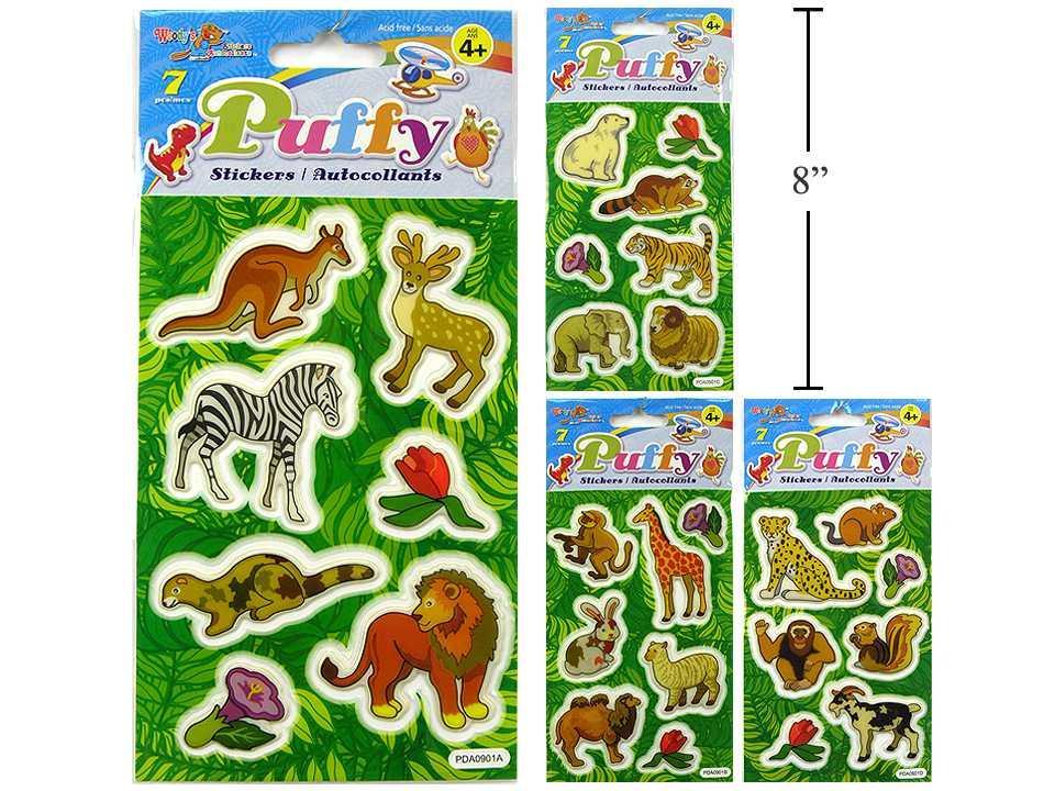 Woody's Puffy Stickers, 4 styles, Jungle Animal, pbh