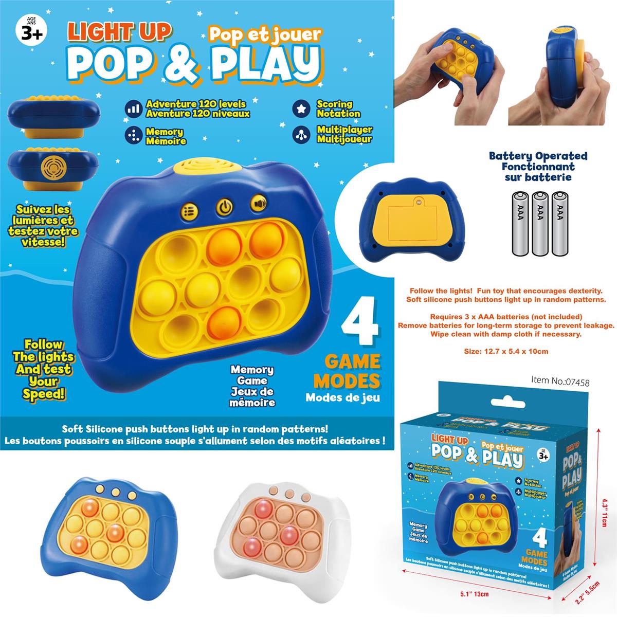B/O Pop & Play Fidget Memory Game 2c, cbx, batt. not incl.