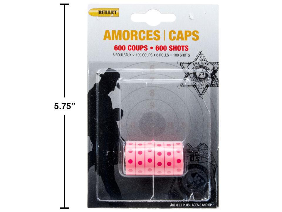 Paper Roll Caps, 6 Rollsx100 Shots b/c