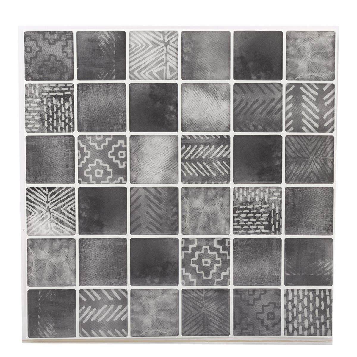 iDesign Wall Decals, Square Tile, Shibori Greys, 10" x 10", PBH