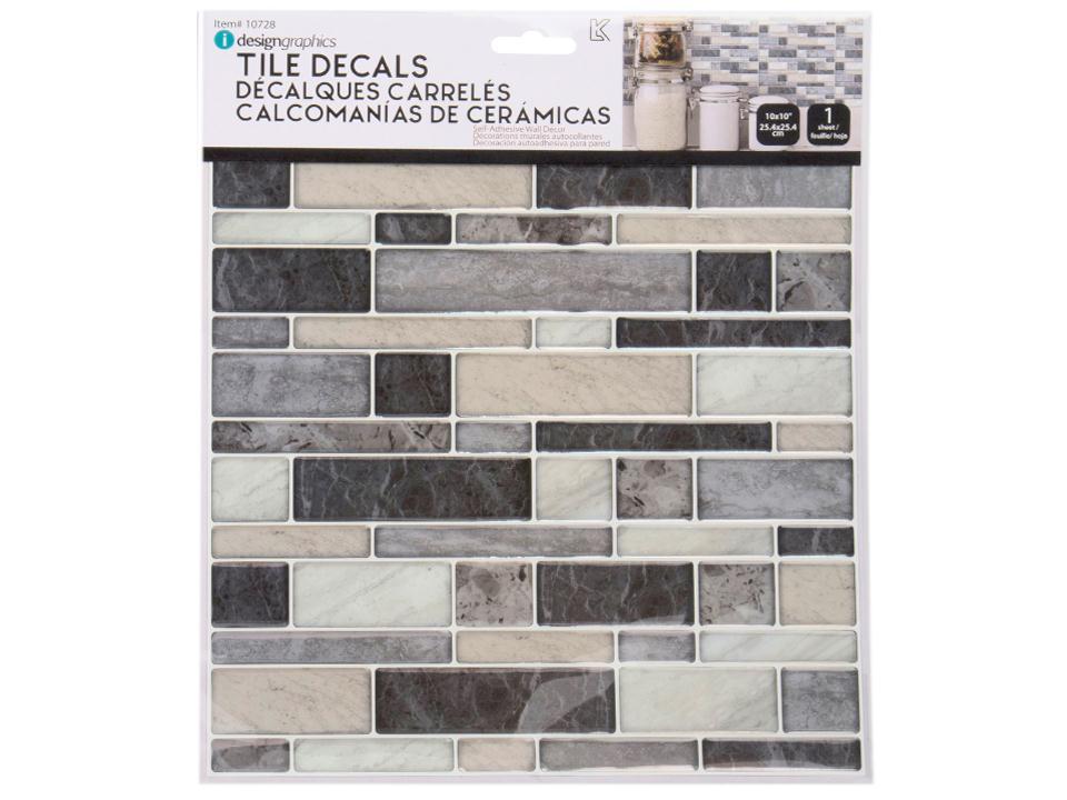 iDesign Wall Decals, Square/Rect. Tile, Greys, 10"x10", PBH*