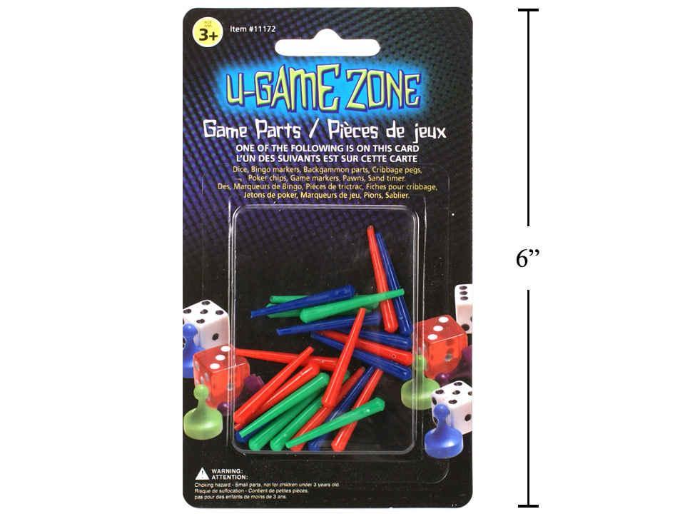UGame Zone 1.25" Pl. Cribbage Pegs , 22pc., b/c