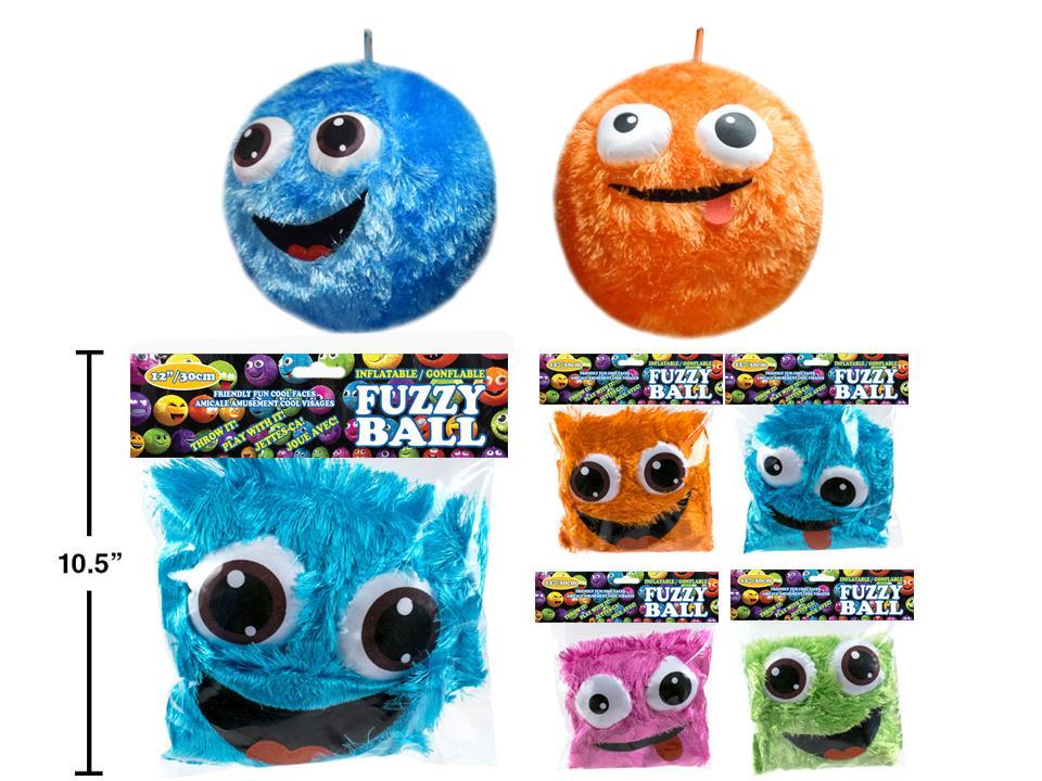 12" Fuzzy Ball, 4 Asstd col, 2 face polybag with header card