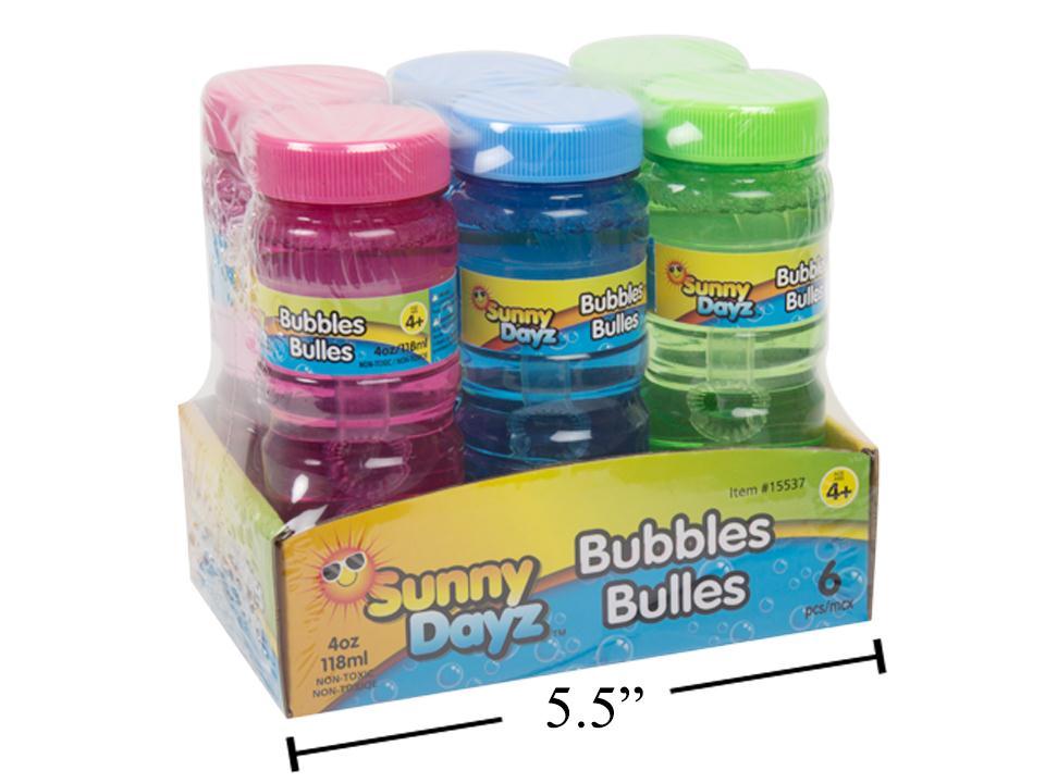 Sunny Dayz 6pk 4oz. Bubbles w/Wand in Tray, shrink wrap+tray