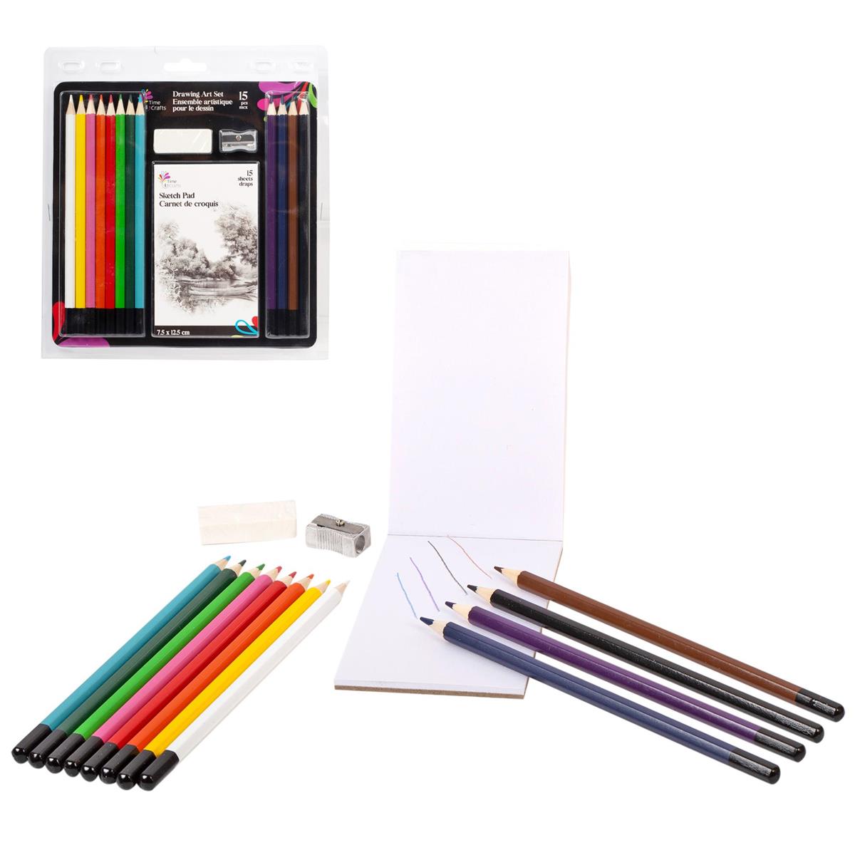 T4C, sketch set, 12p color pencil sketchpad, accessories, clamshell