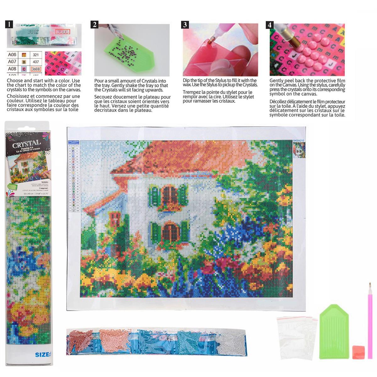 T4C,Crystal Art Kit, House 50x40cm, Full Drill, PVCbox