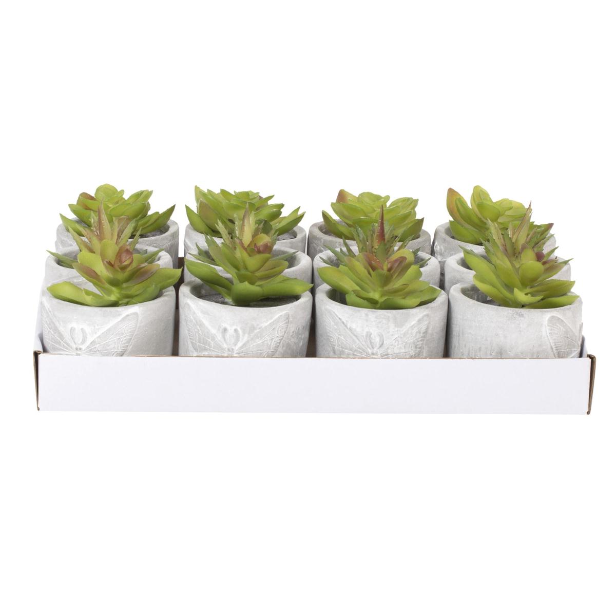 Country Garden Faux Plant in Cement Pot,3"x3"x4",3/s,upc