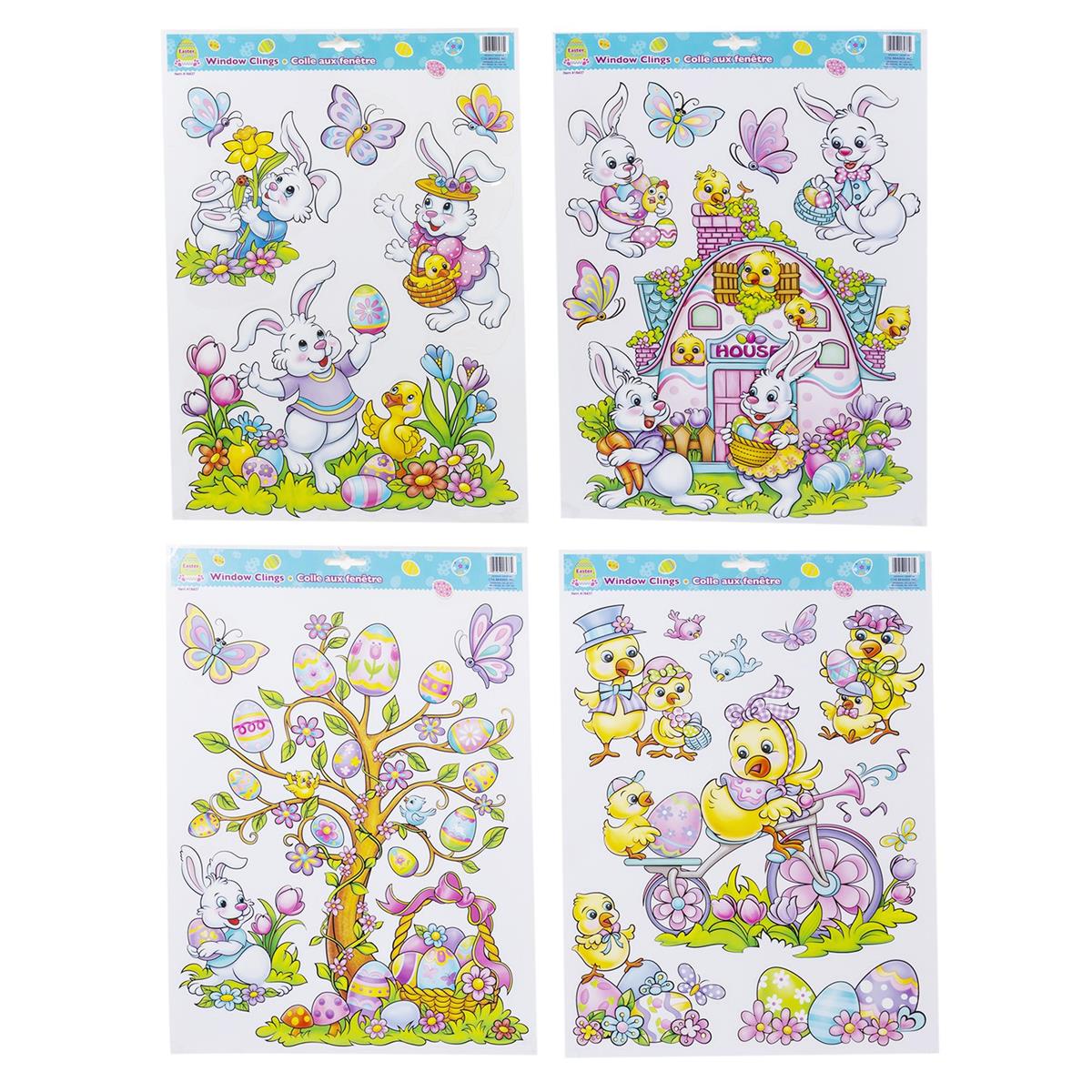 Easter Window Clings, 4 Styles, header, 16"x12" (LK96568)